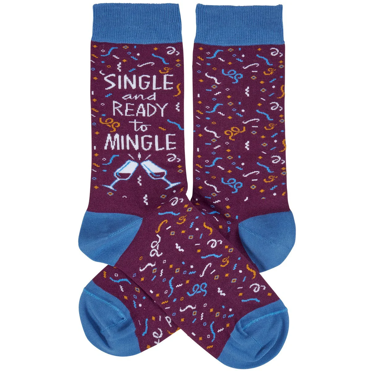 Single and Ready To Mingle Socks | Wine and Confetti Illustration | Gift for Her - Image 2