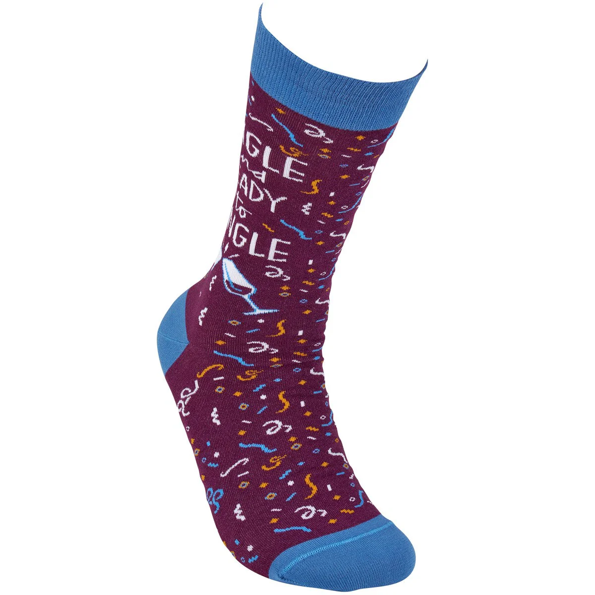 Single and Ready To Mingle Socks | Wine and Confetti Illustration | Gift for Her - Image 3