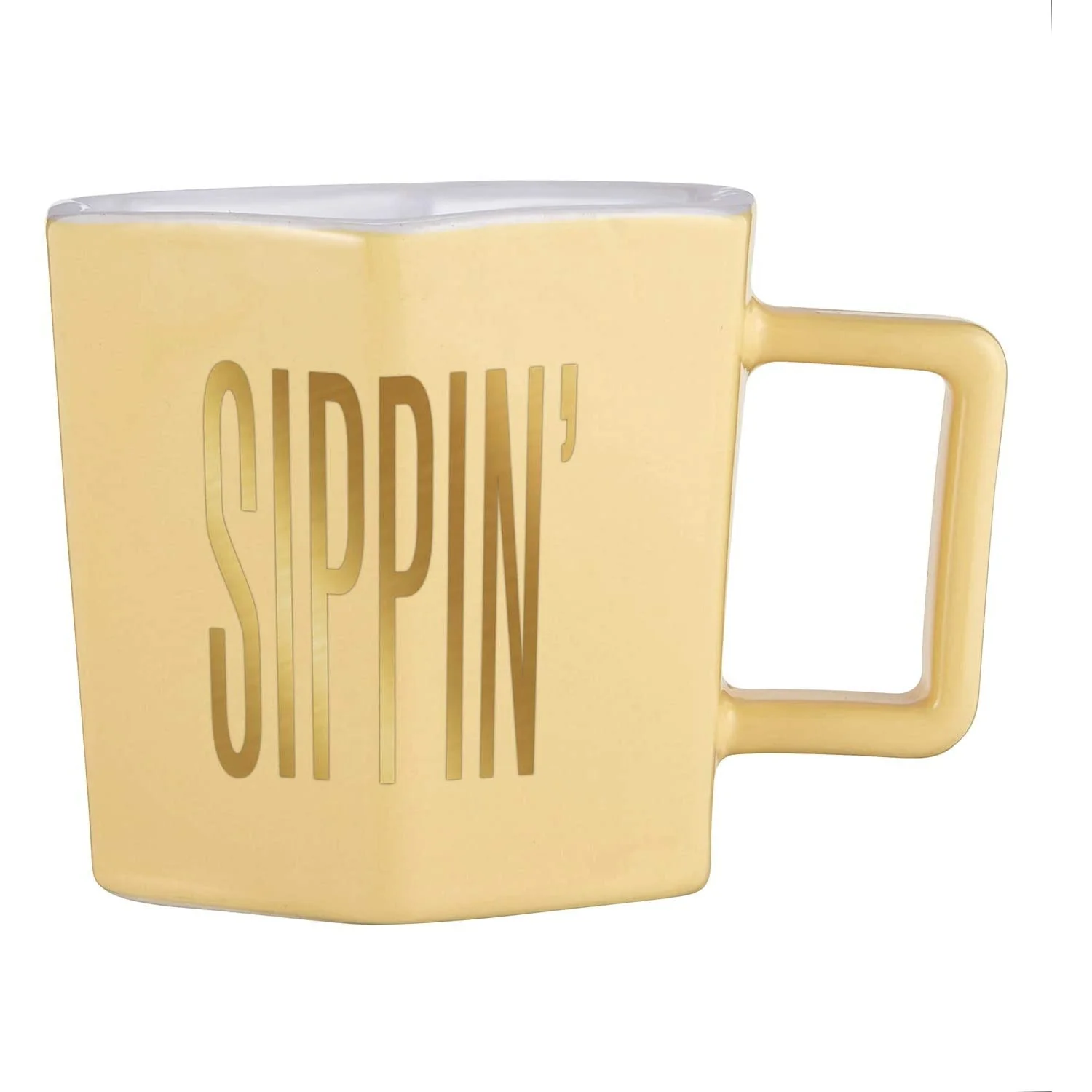 Sippin' Hexagon Mug and Saucer Set in Peach, Black Dot, and Honey | Gift for Her - Image 6