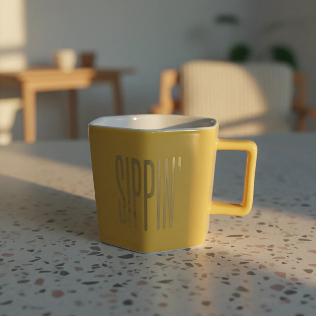 Sippin' Hexagon Mug and Saucer Set in Peach, Black Dot, and Honey | Gift for Her - Image 9