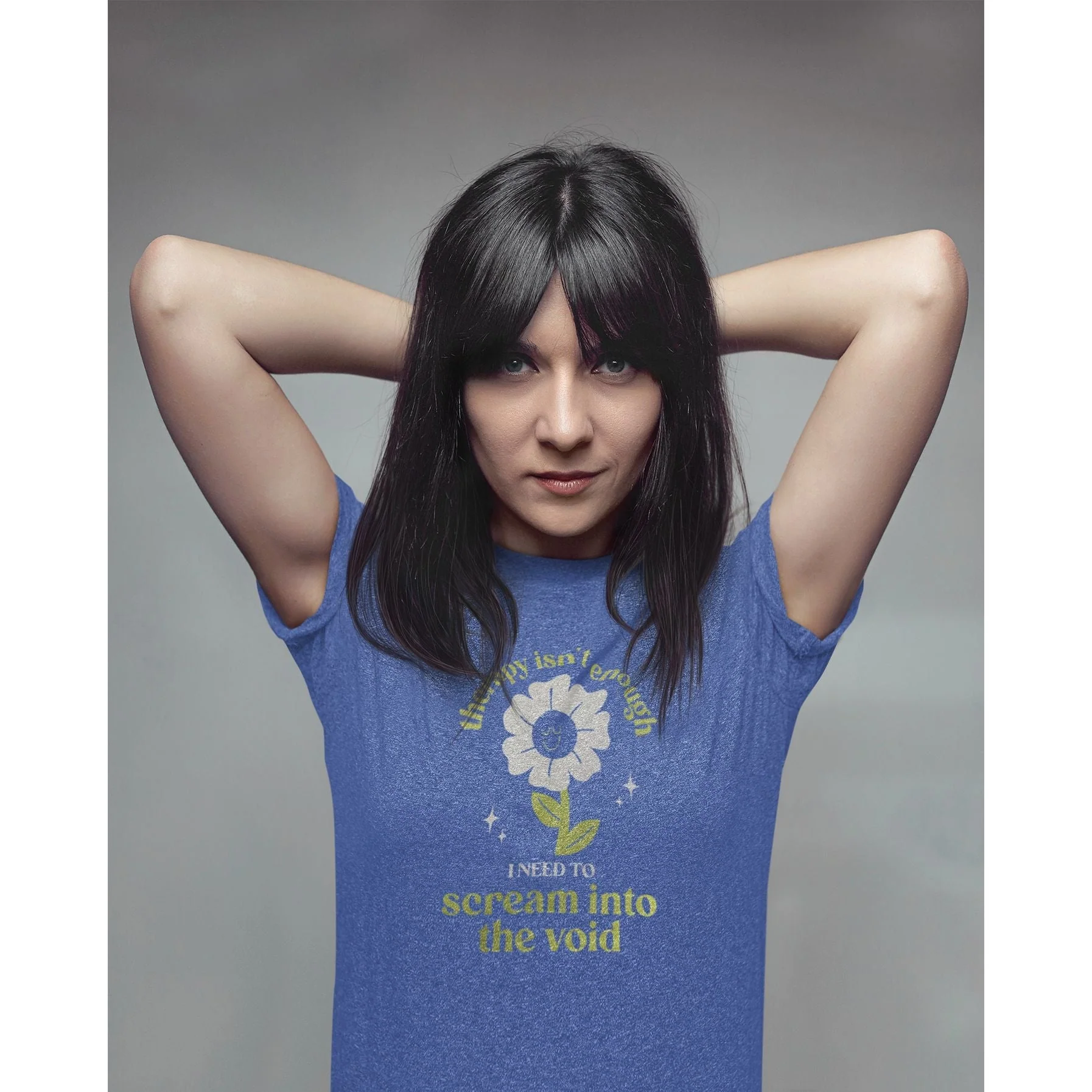 S-4X Therapy Isn't Enough I Need to Scream Into the Void Unisex T-Shirt in Heather Lapis Size Small-4XL | Smartass & Sass at GetBullish - Image 2
