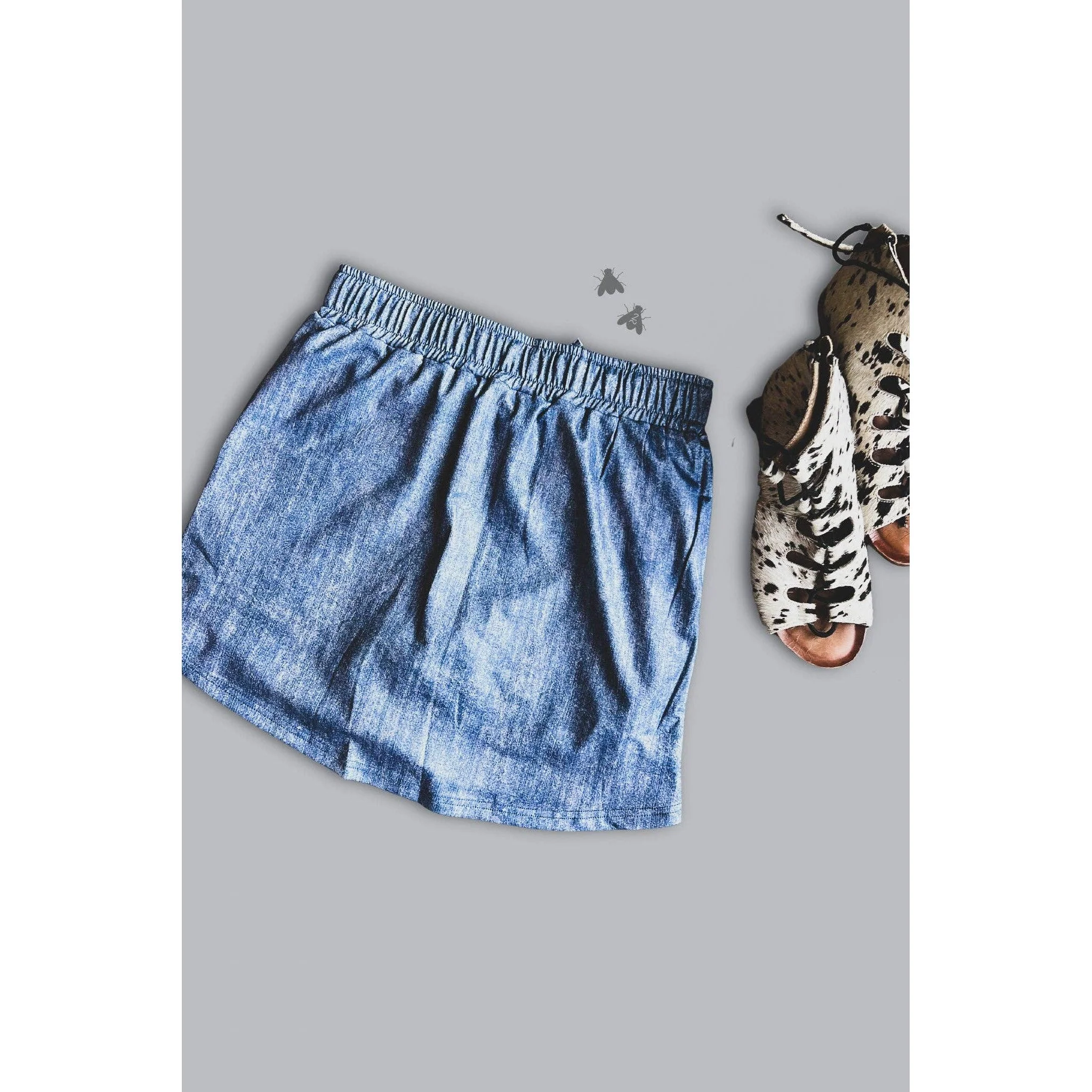 [Size M-2X] Stretch Faux Denim Athletic Style Skort - Image 5