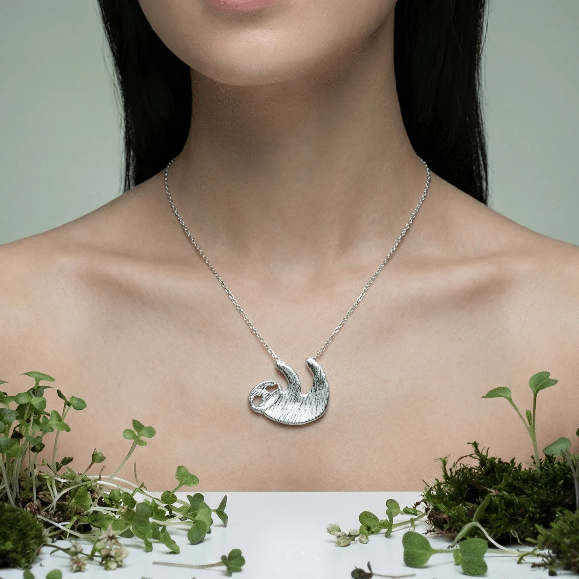 Slothy McSloth Necklace in Silver