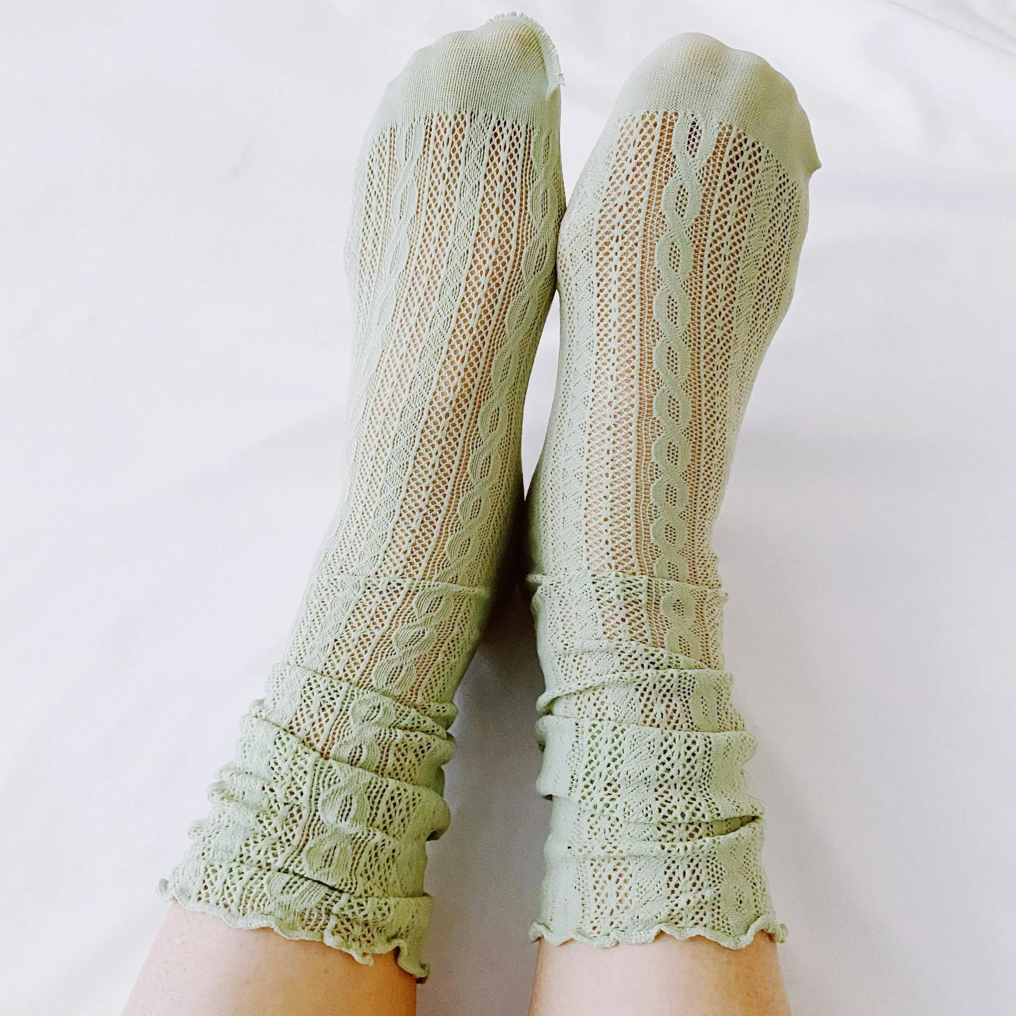 Slouch Crochet Lace Socks – Set of 2 Coordinating Pairs - Image 4