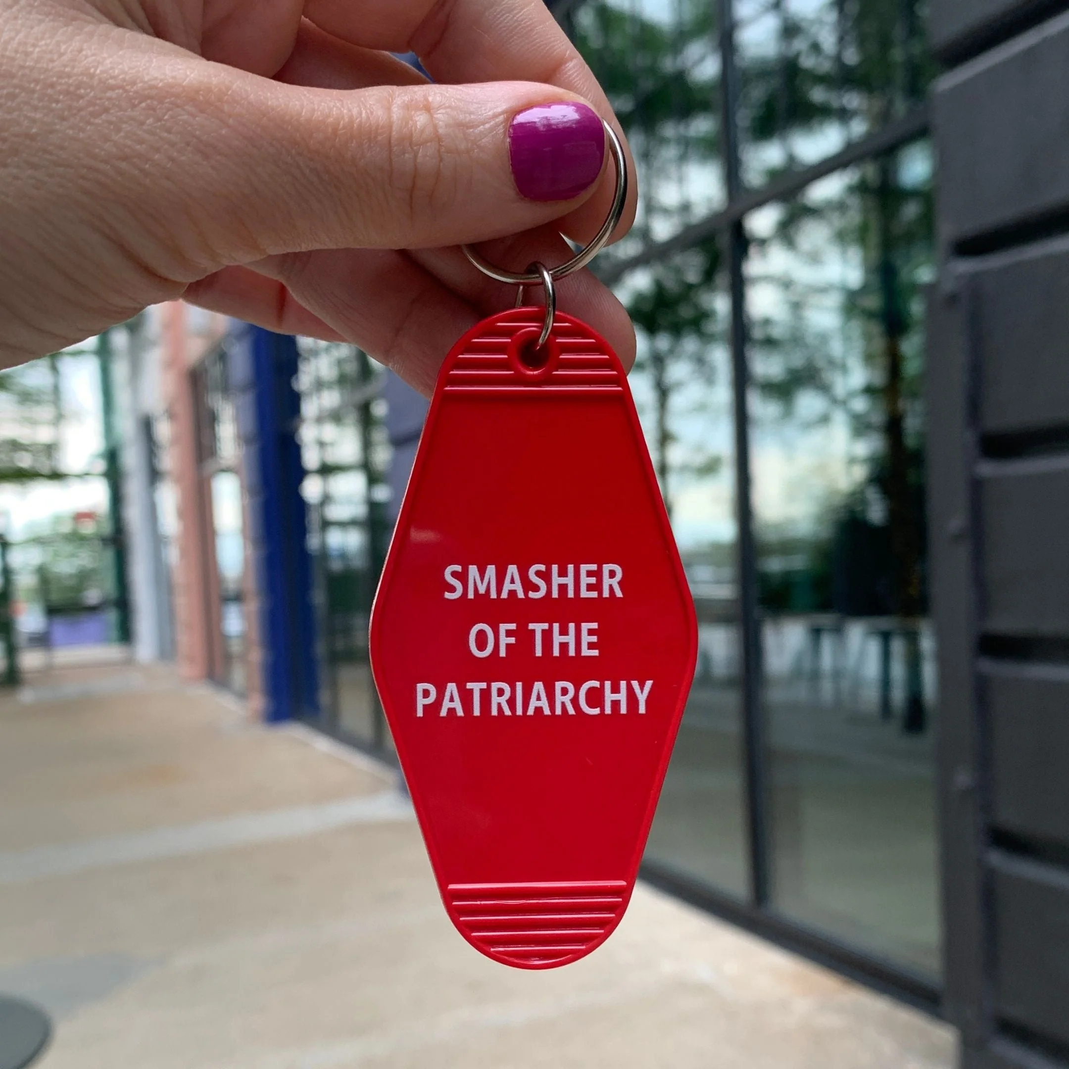 Smasher of the Patriarchy Feminist Motel Keychain in Red - Image 11