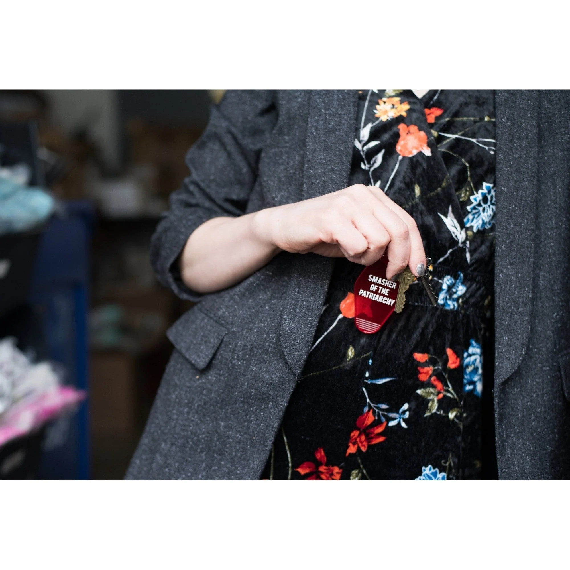 Smasher of the Patriarchy Feminist Motel Keychain in Red - Image 7