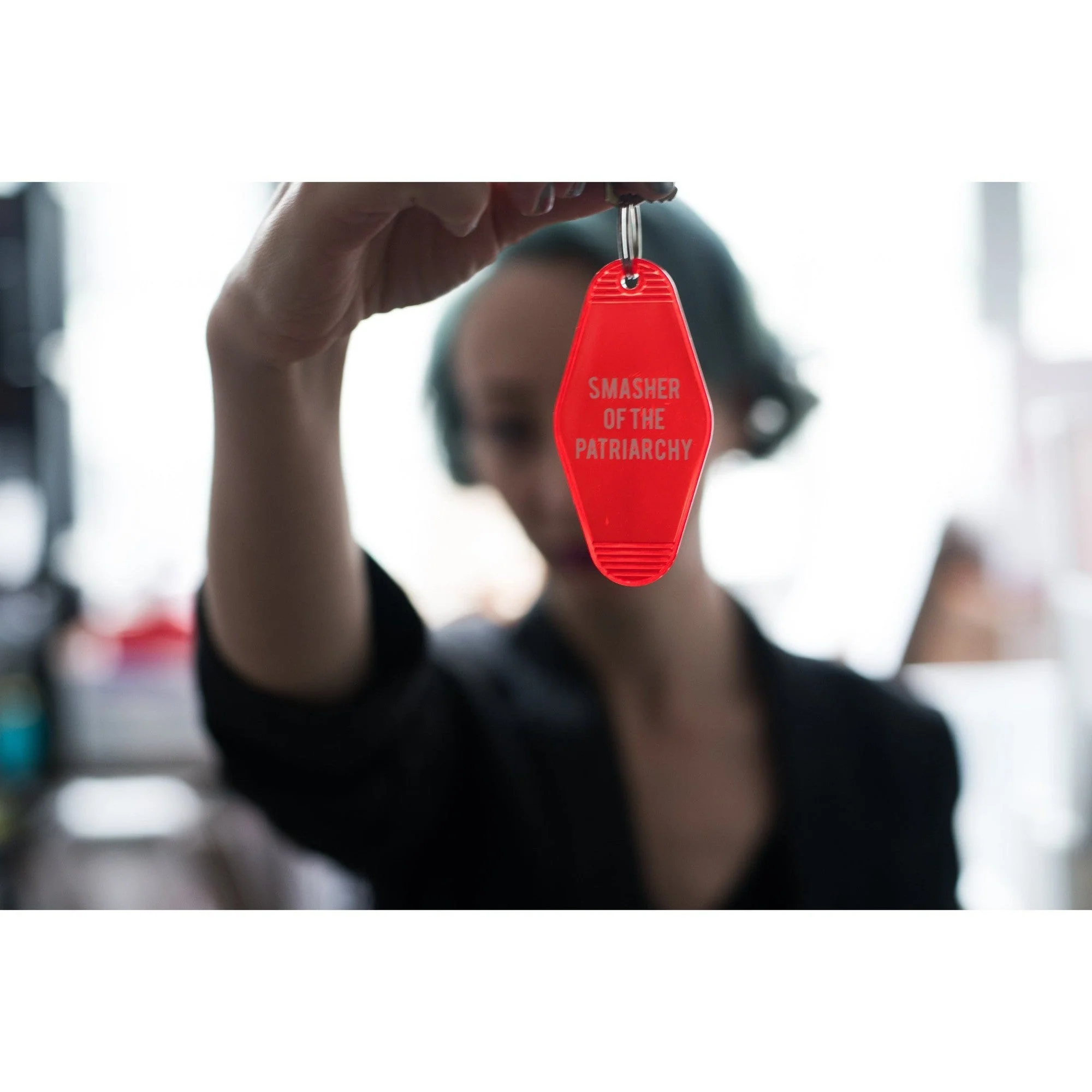 Smasher of the Patriarchy Feminist Motel Keychain in Red - Image 9