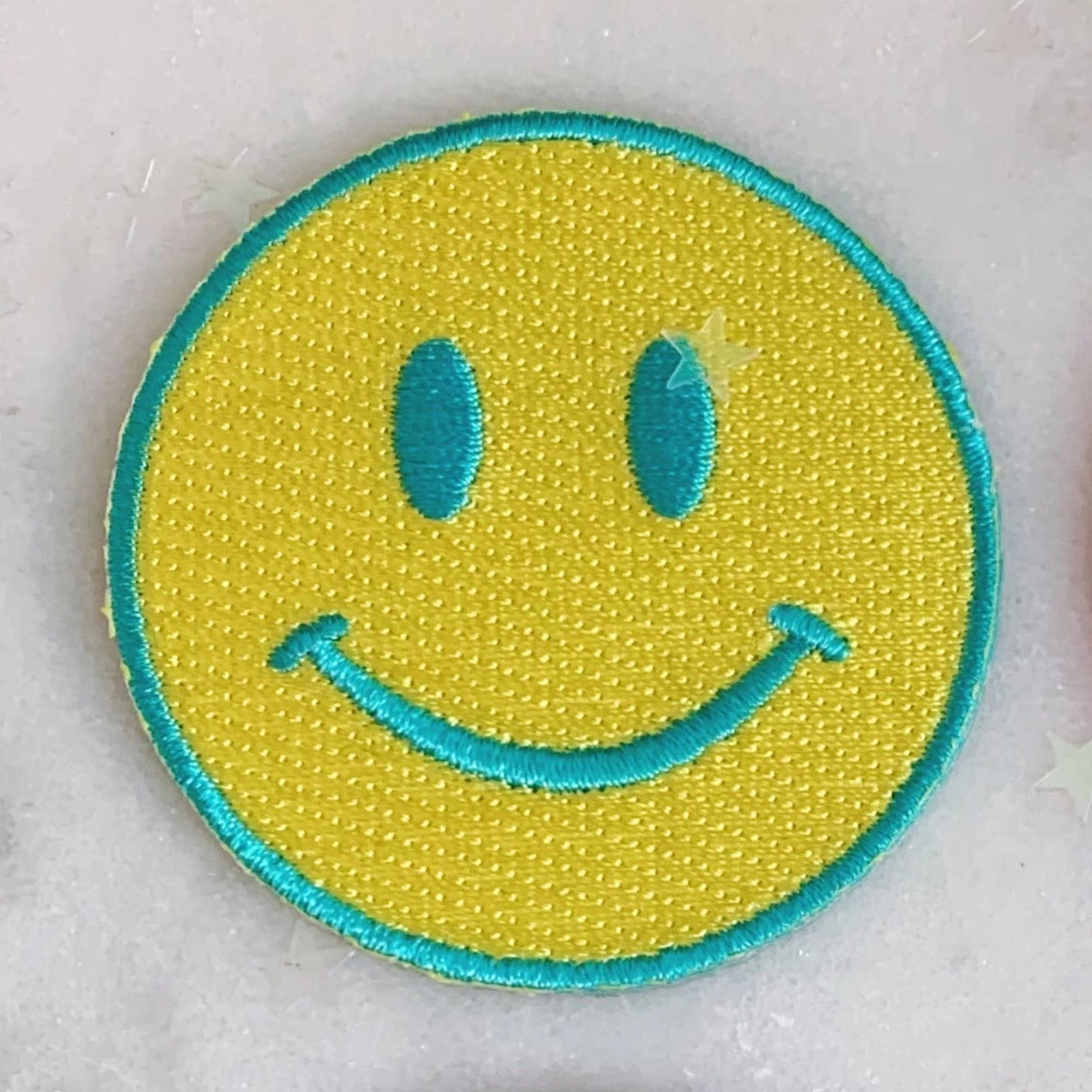 Smiley Face Patch in Pink-Neon Pink, Mint or Yellow | Fully Embroidered 80's Smiley Icon - Image 7