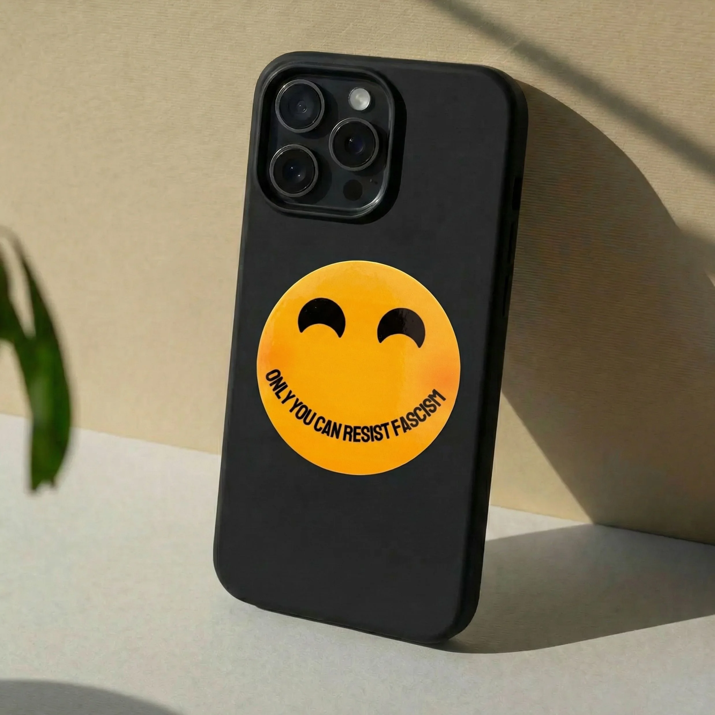 Smiley Only You Can Resist Fascism Sticker | Minimalist Protest Vinyl Decal - Image 3