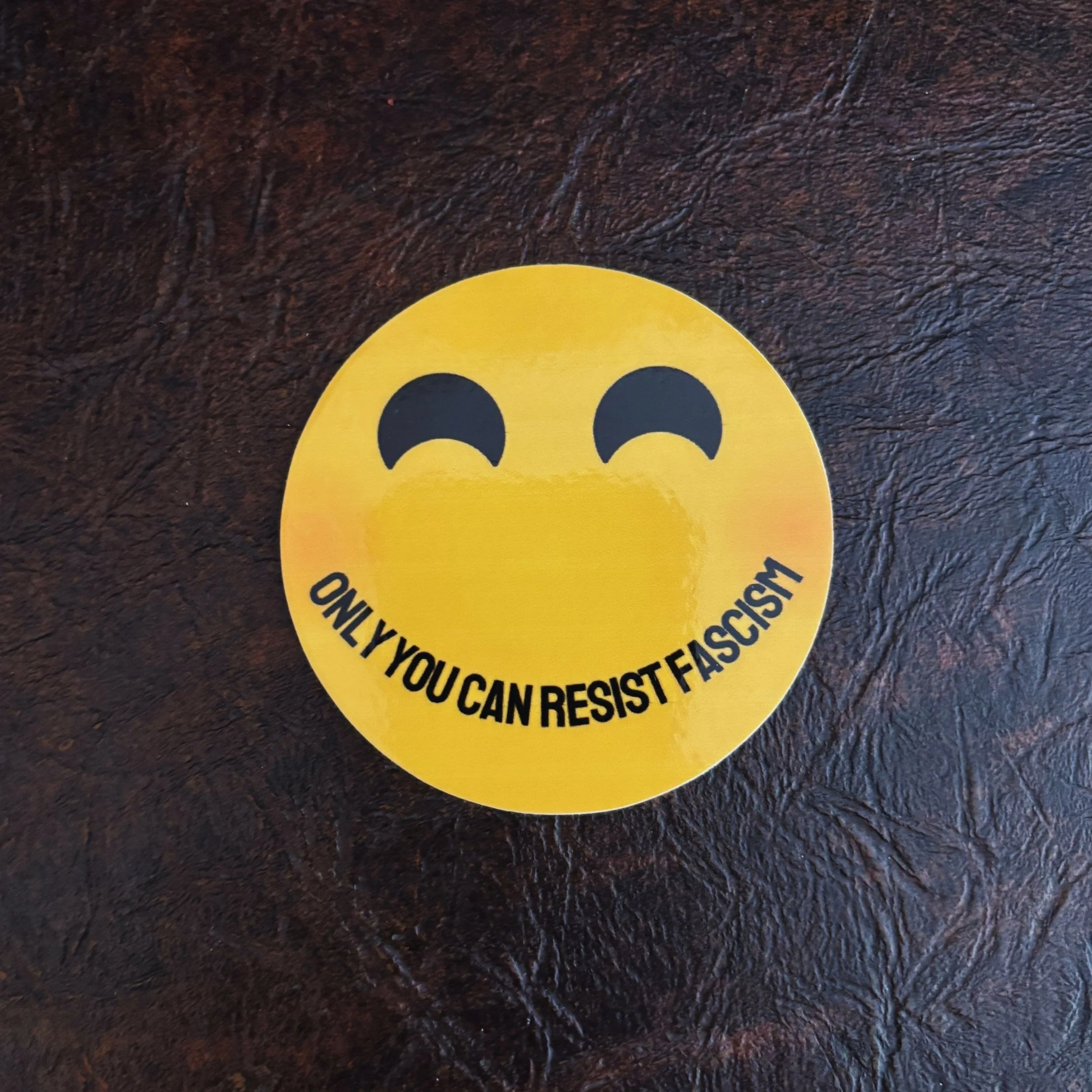 Smiley Only You Can Resist Fascism Sticker | Minimalist Protest Vinyl Decal - Image 4