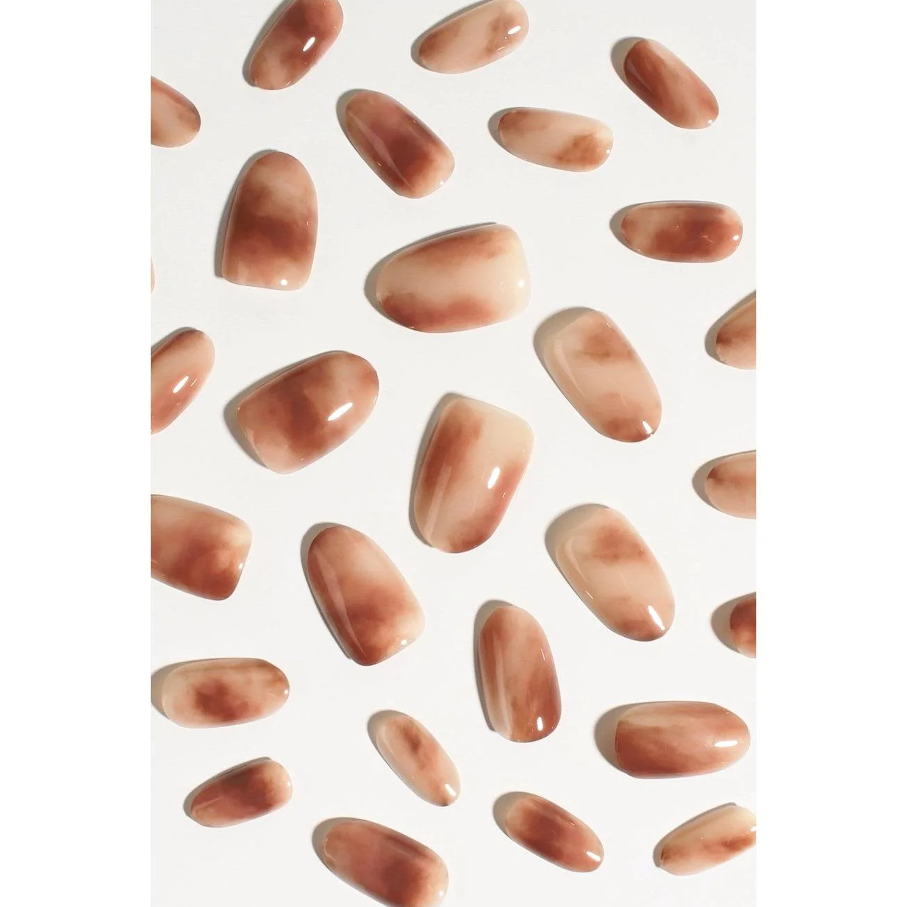 Smoked Mocha Press-On Nails – Soft Smoky Brown Swirl Nails | Short & Reusable - Image 2