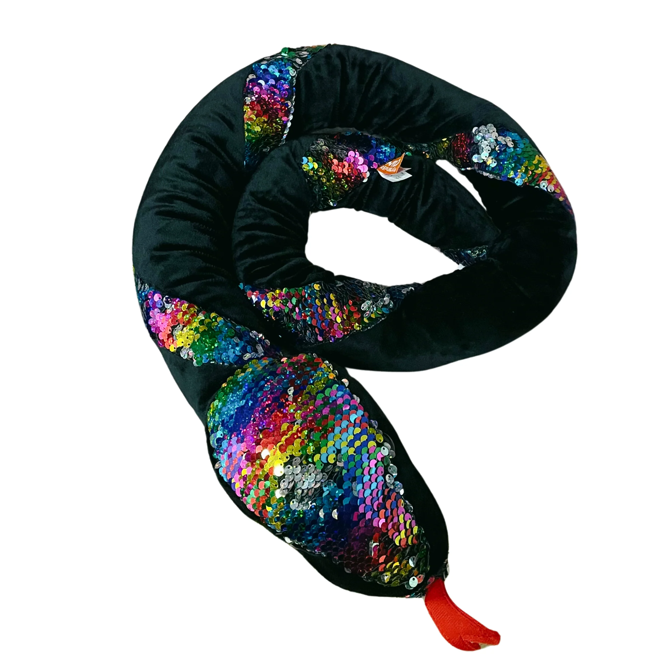 Rainbow Sequin Long Snake Stuffed Animal 54" | 4.5 Foot Long Plush Snake - Image 3