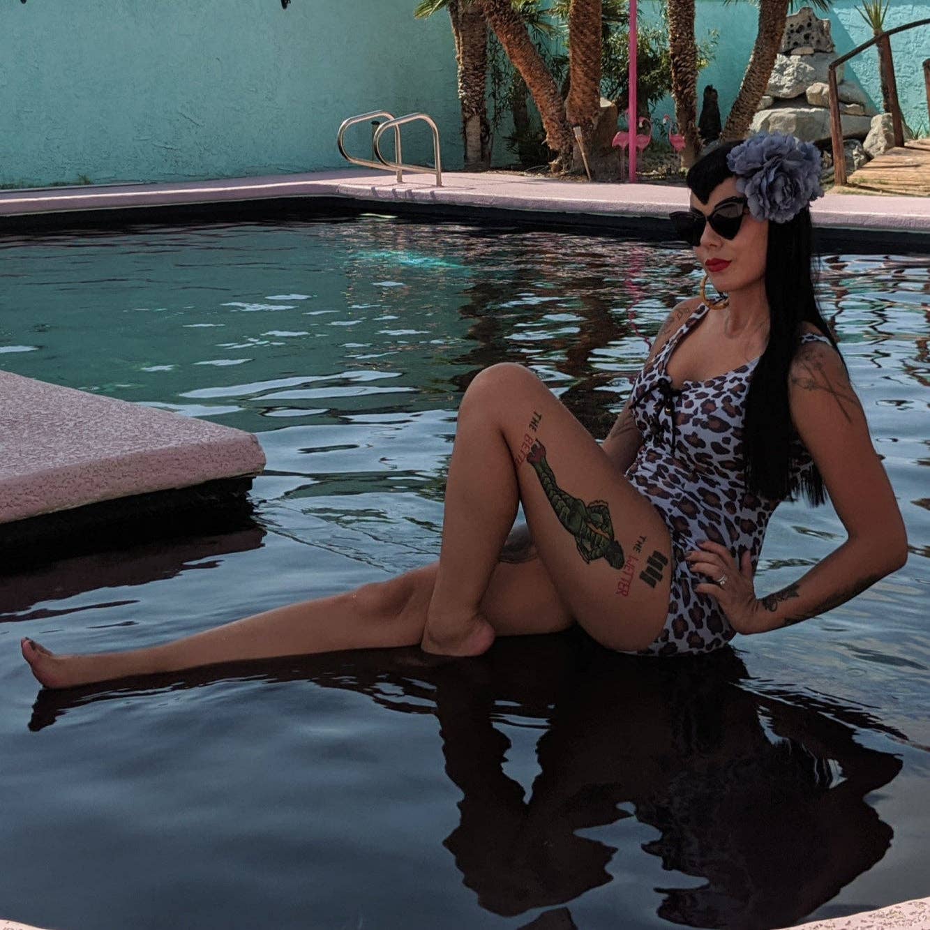 Pinup 1950s Snow Leopard One Piece Swimsuit - Image 9