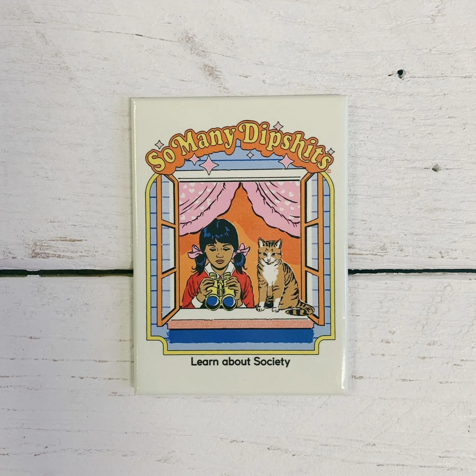 So Many Dipshits - Learn About Society Fridge Magnet | '80s Children's Book Style Satirical Art by Steven Rhodes | 2.5" X 3.5" - Image 3