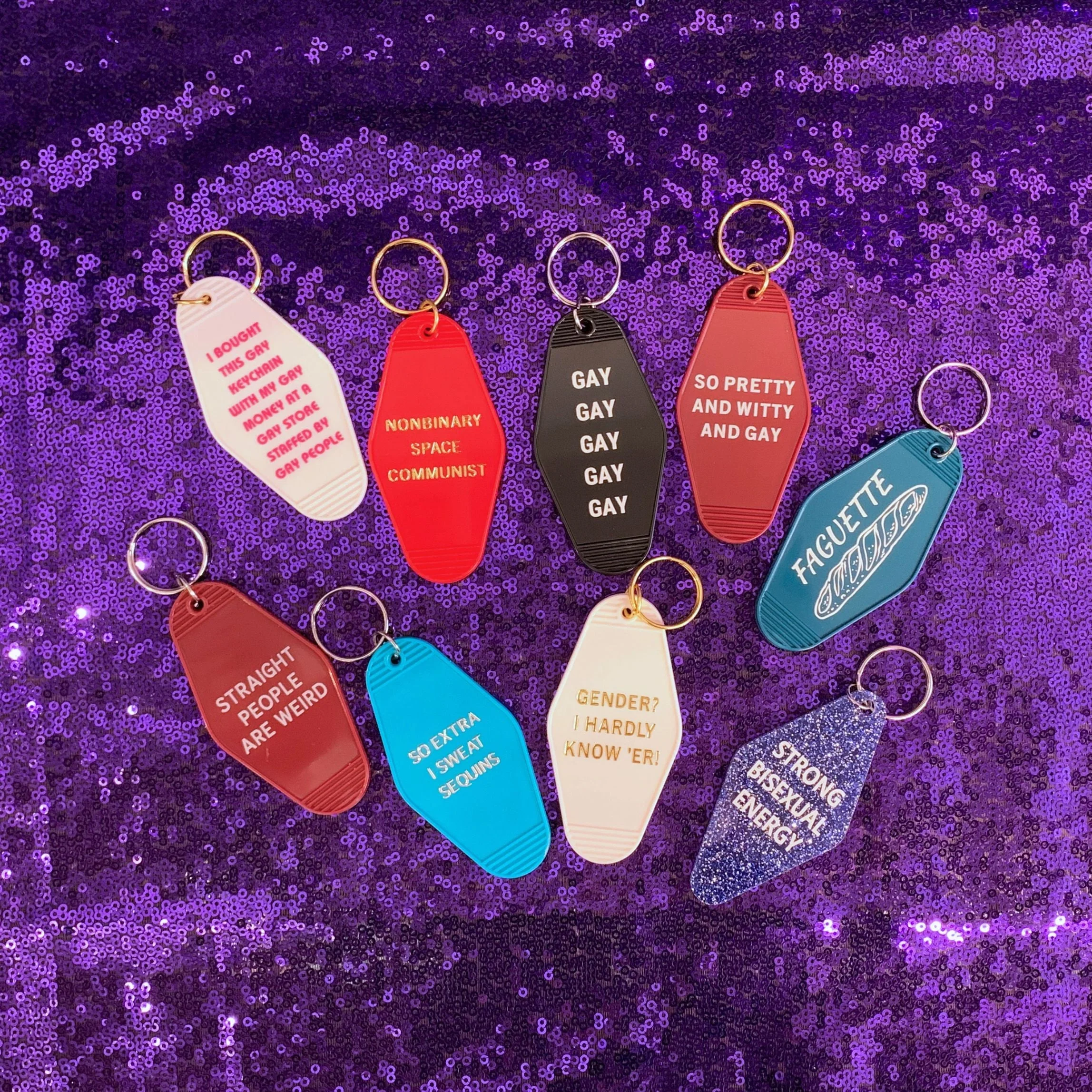 So Pretty and Witty and Gay Motel Style Keychain in Red - Image 11