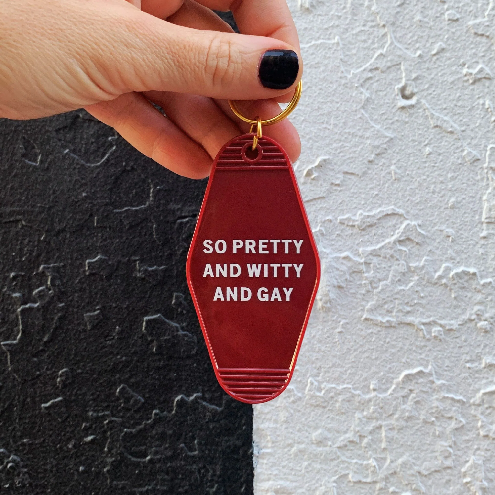 So Pretty and Witty and Gay Motel Style Keychain in Red - Image 3