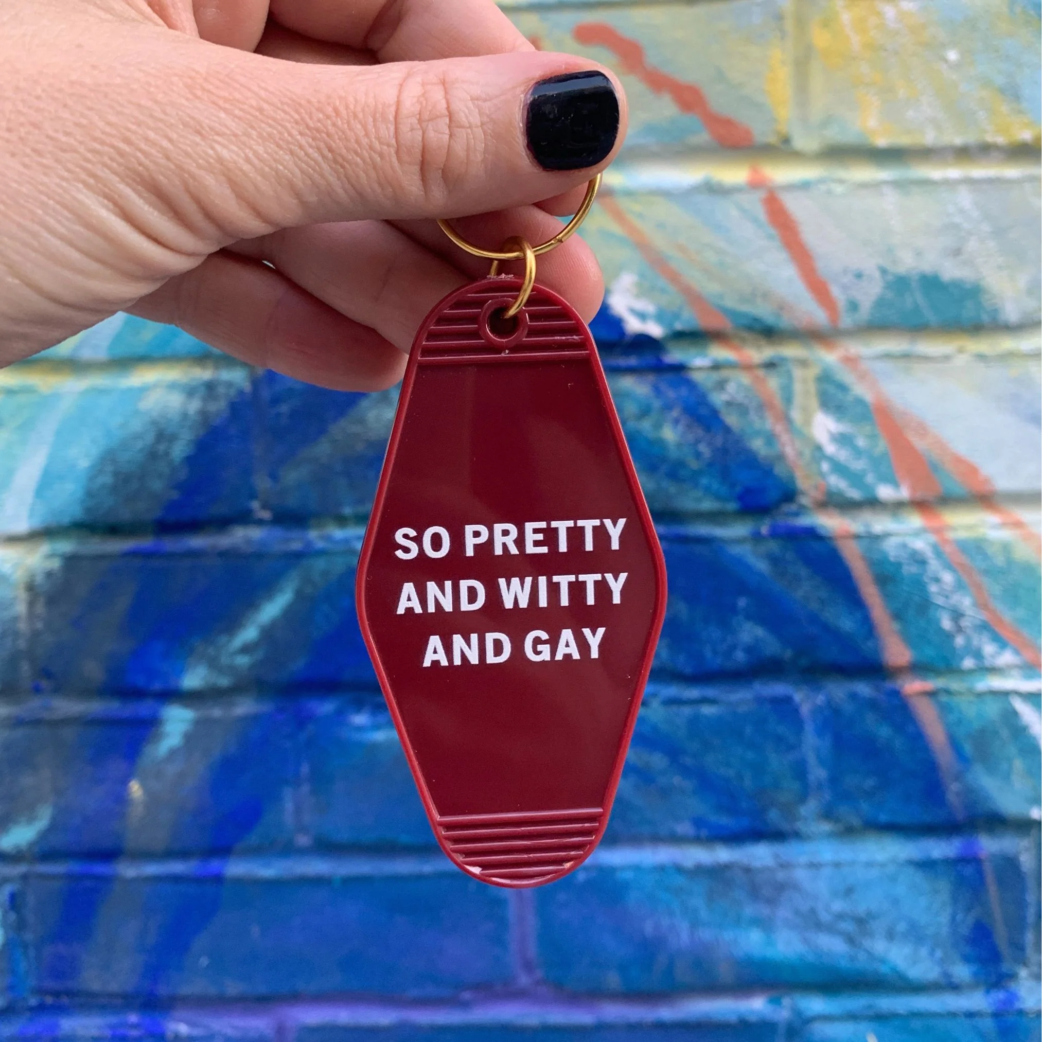 So Pretty and Witty and Gay Motel Style Keychain in Red - Image 6