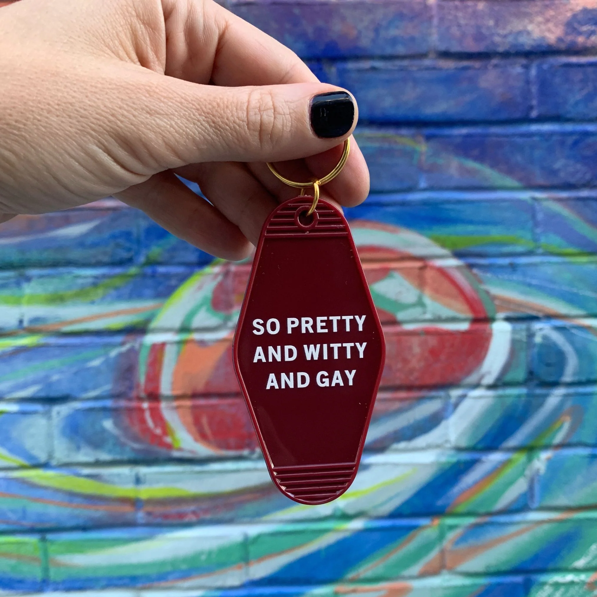 So Pretty and Witty and Gay Motel Style Keychain in Red - Image 7