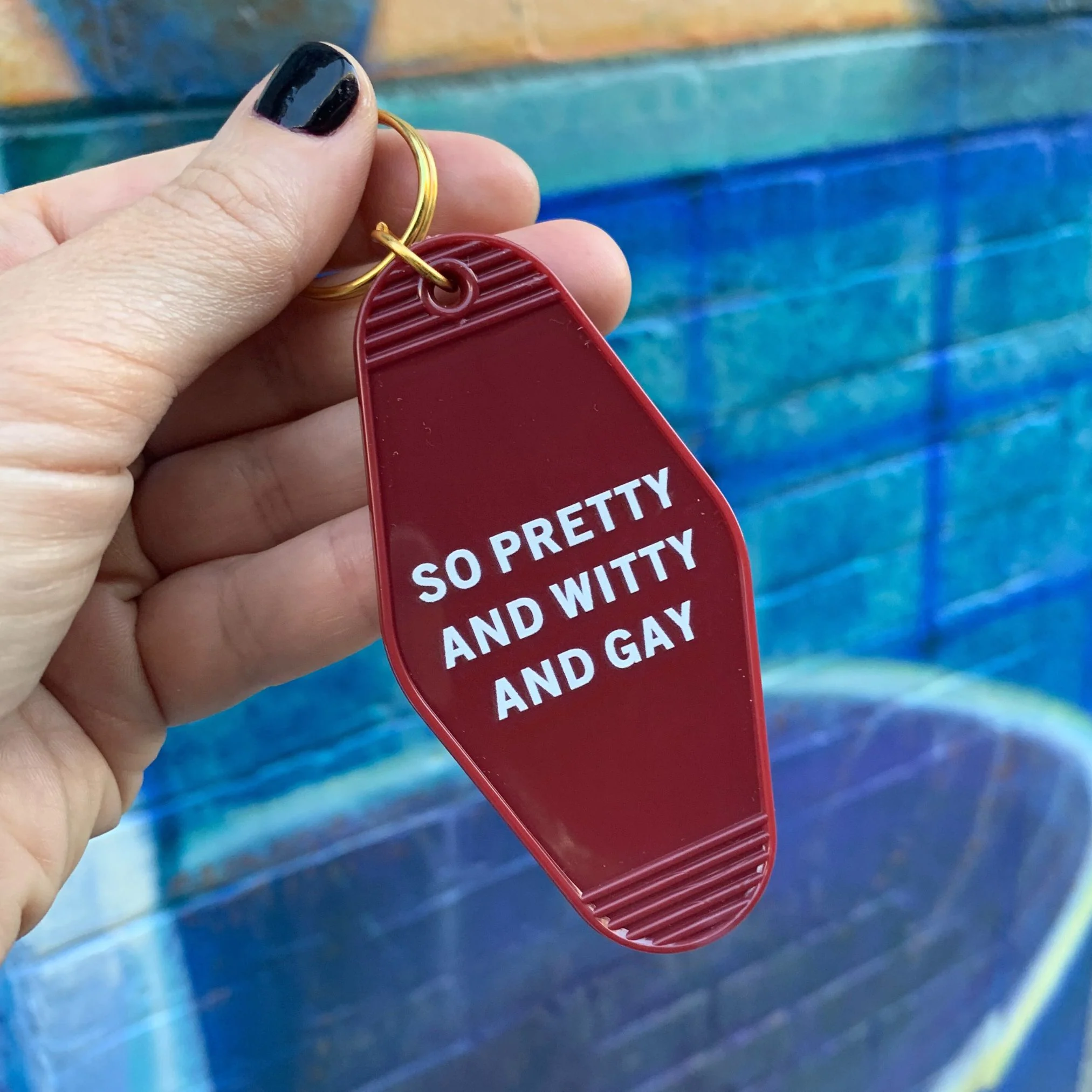 So Pretty and Witty and Gay Motel Style Keychain in Red - Image 8