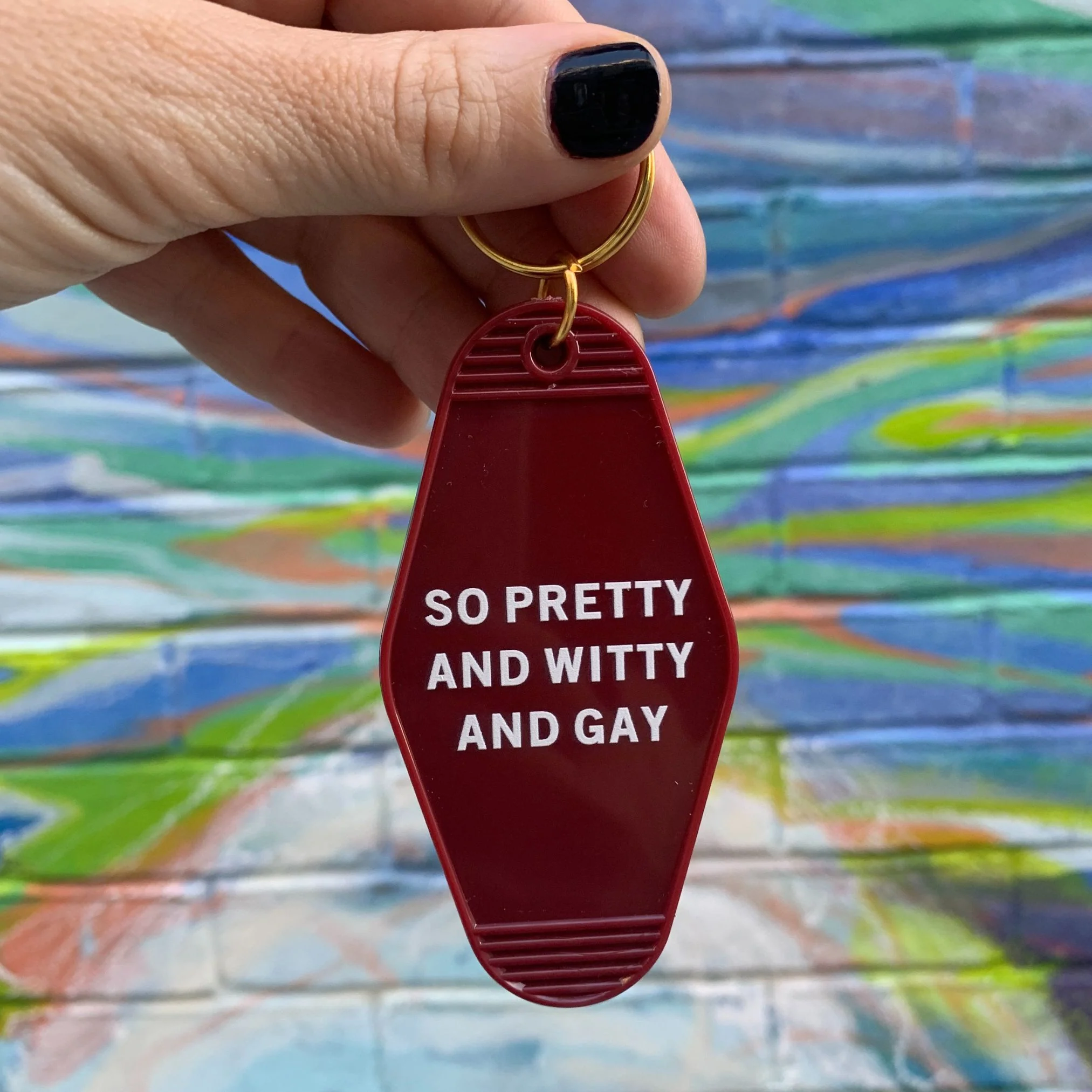 So Pretty and Witty and Gay Motel Style Keychain in Red - Image 9