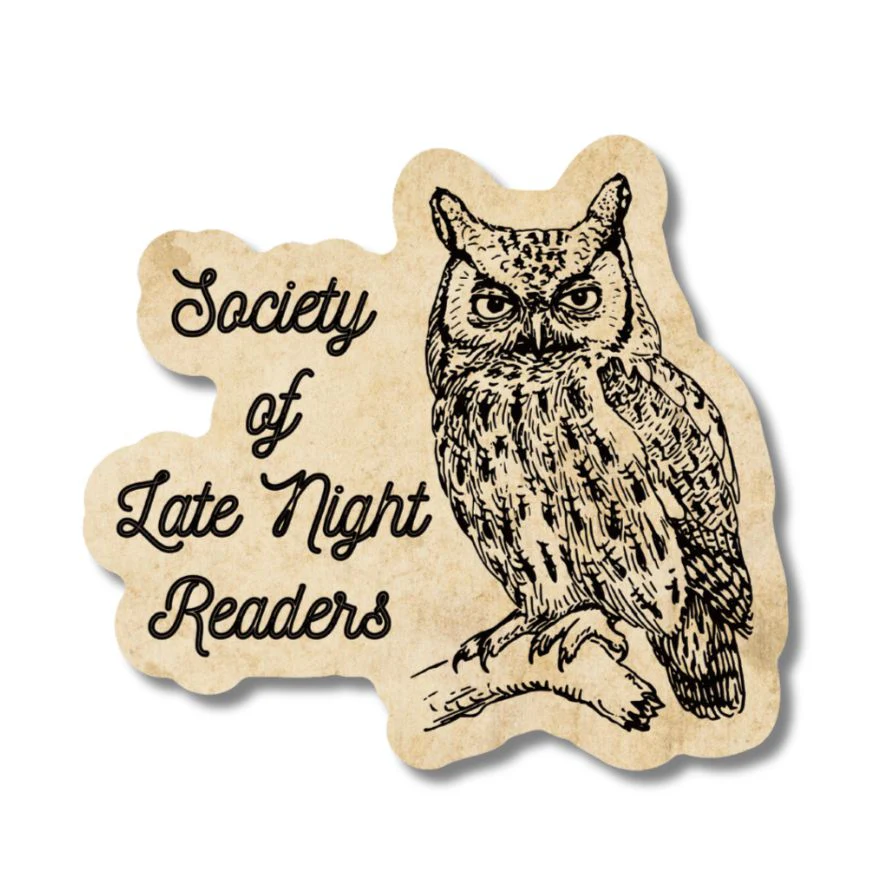 Society Of Late Night Readers Die Cut Owl Vinyl Sticker - Image 2