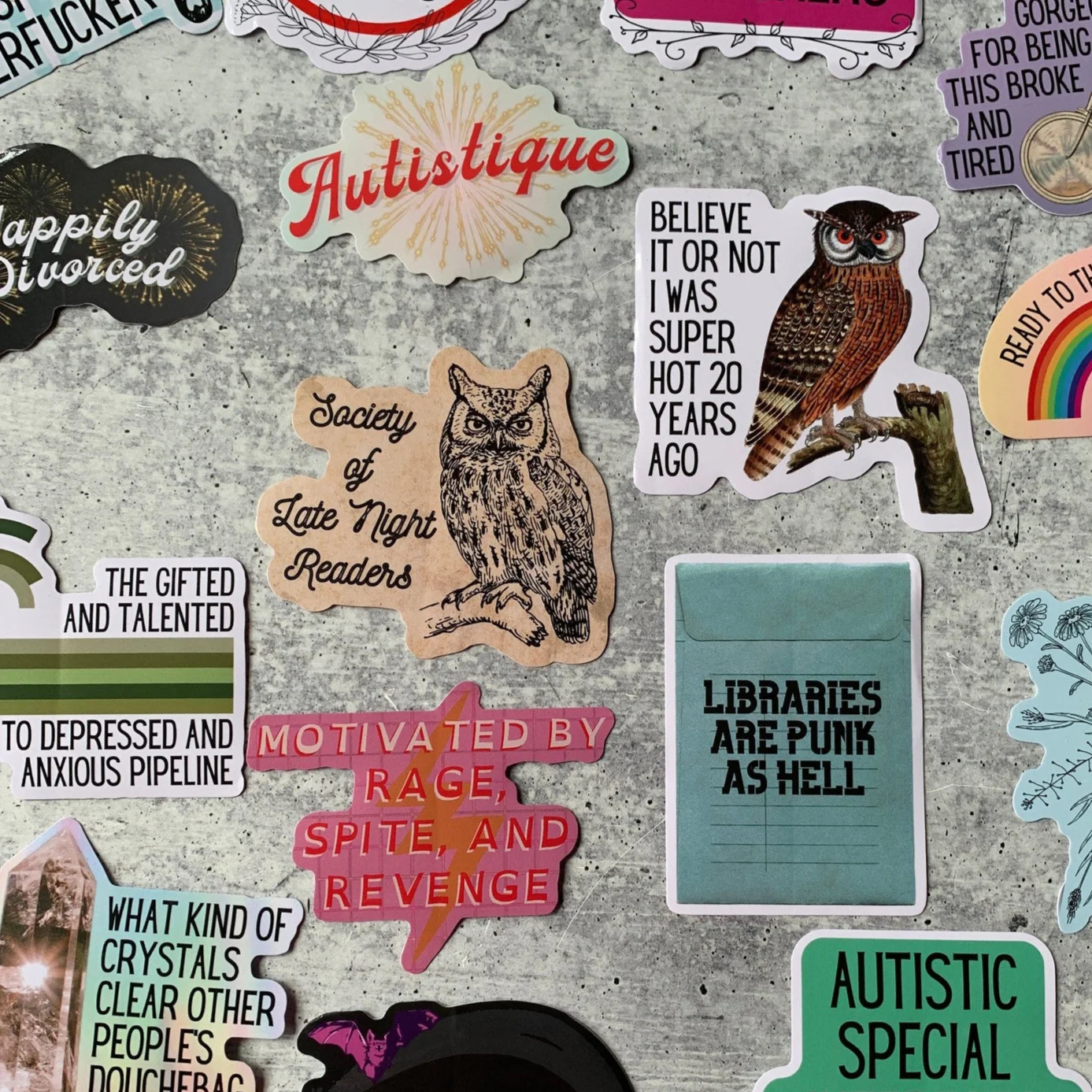 Society Of Late Night Readers Die Cut Owl Vinyl Sticker - Image 9