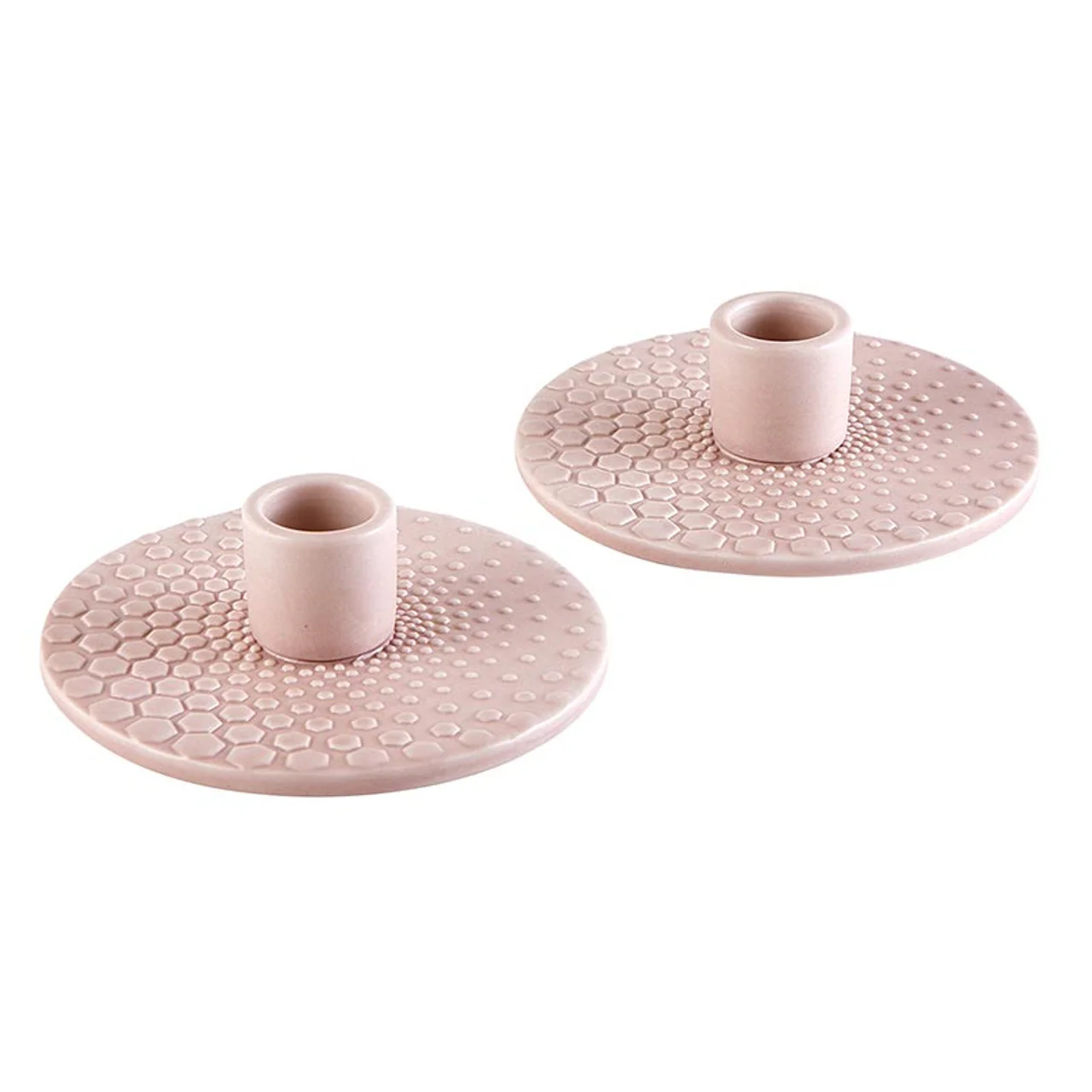 Soft Pink Ceramic Candleholder | Textured Abstract Taper Candle Holder | 4.5" x 1.5" - Image 3