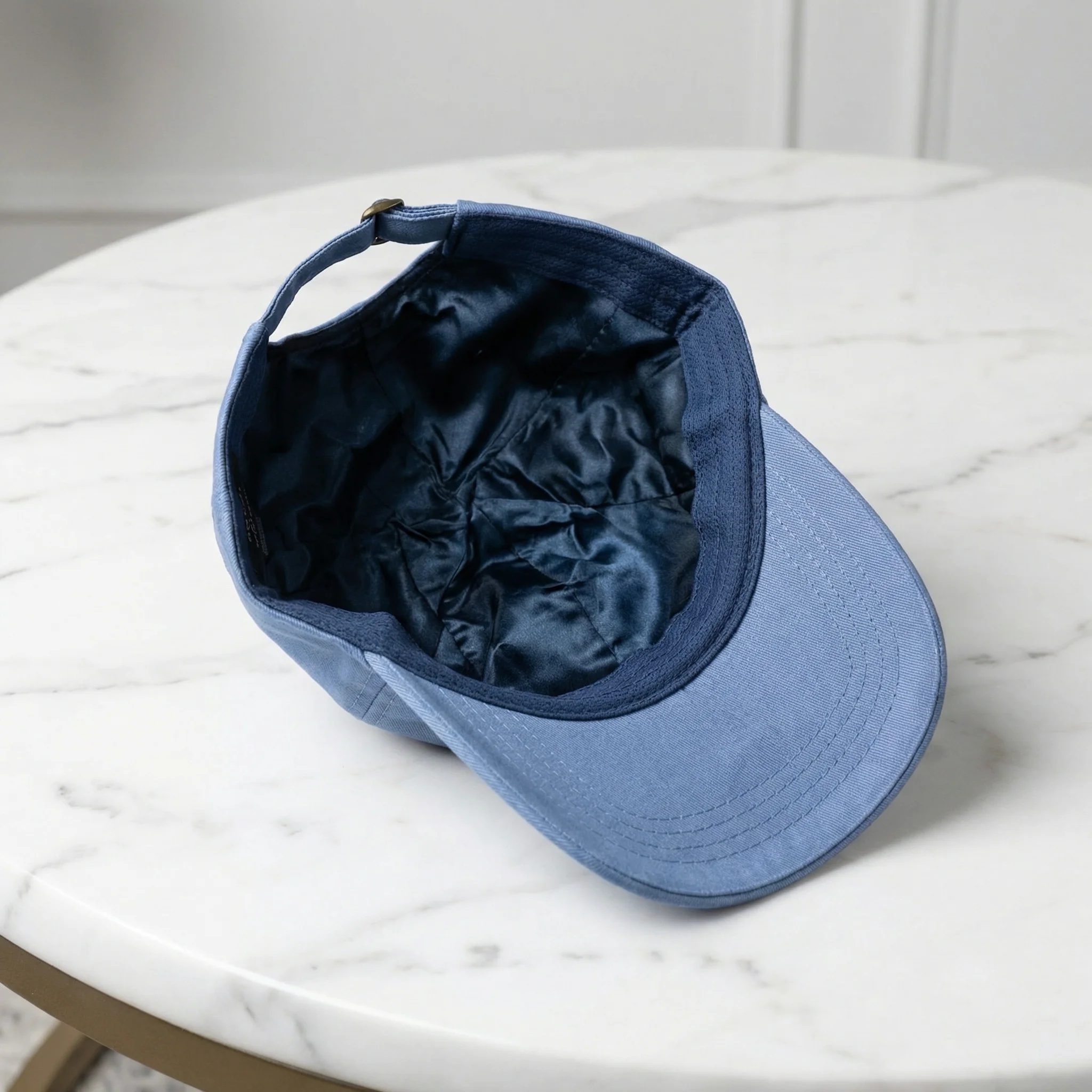 Solid Cotton Baseball Cap with Satin Lining in Vintage Blue or Burgundy - Image 10