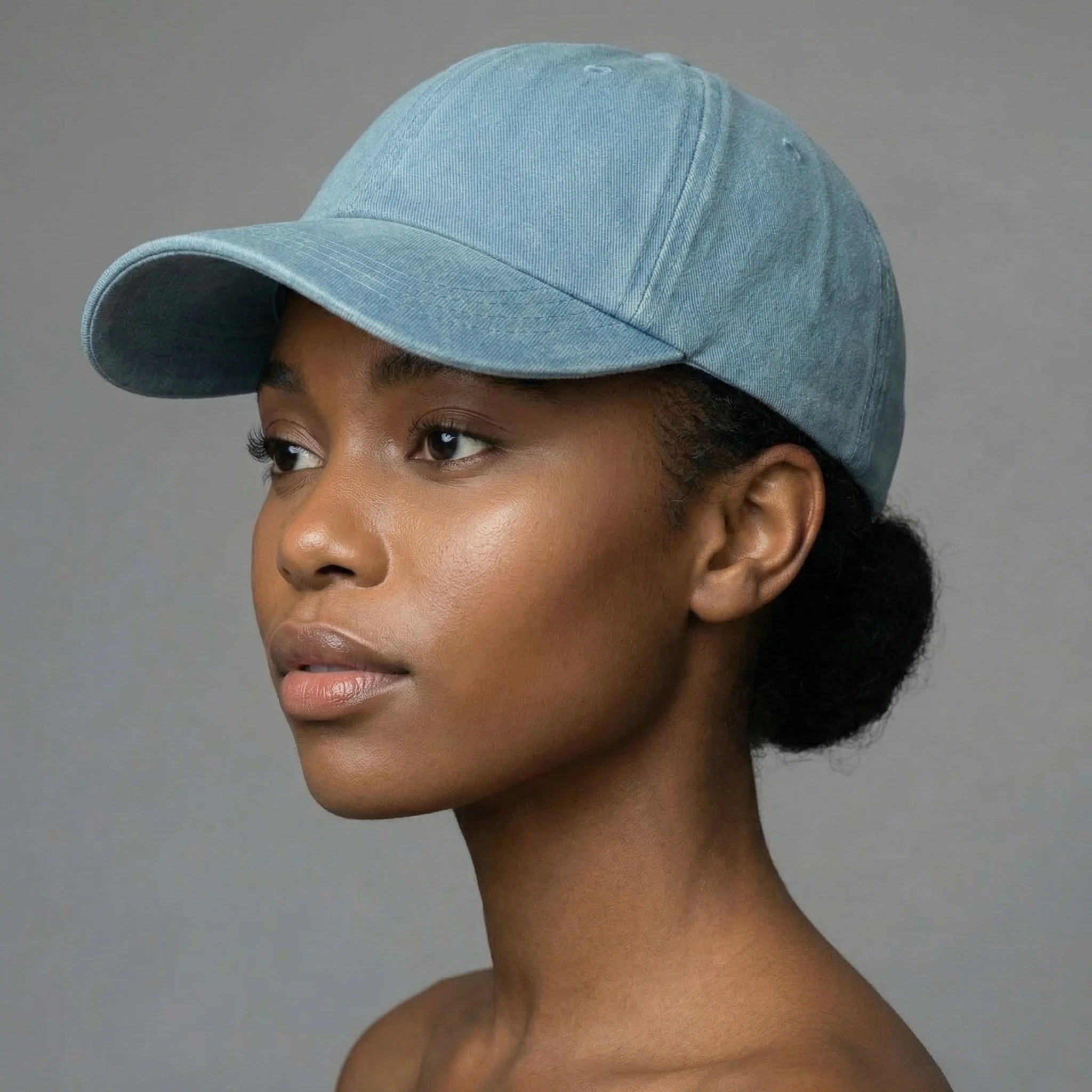 Solid Cotton Baseball Cap with Satin Lining in Vintage Blue or Burgundy - Image 6
