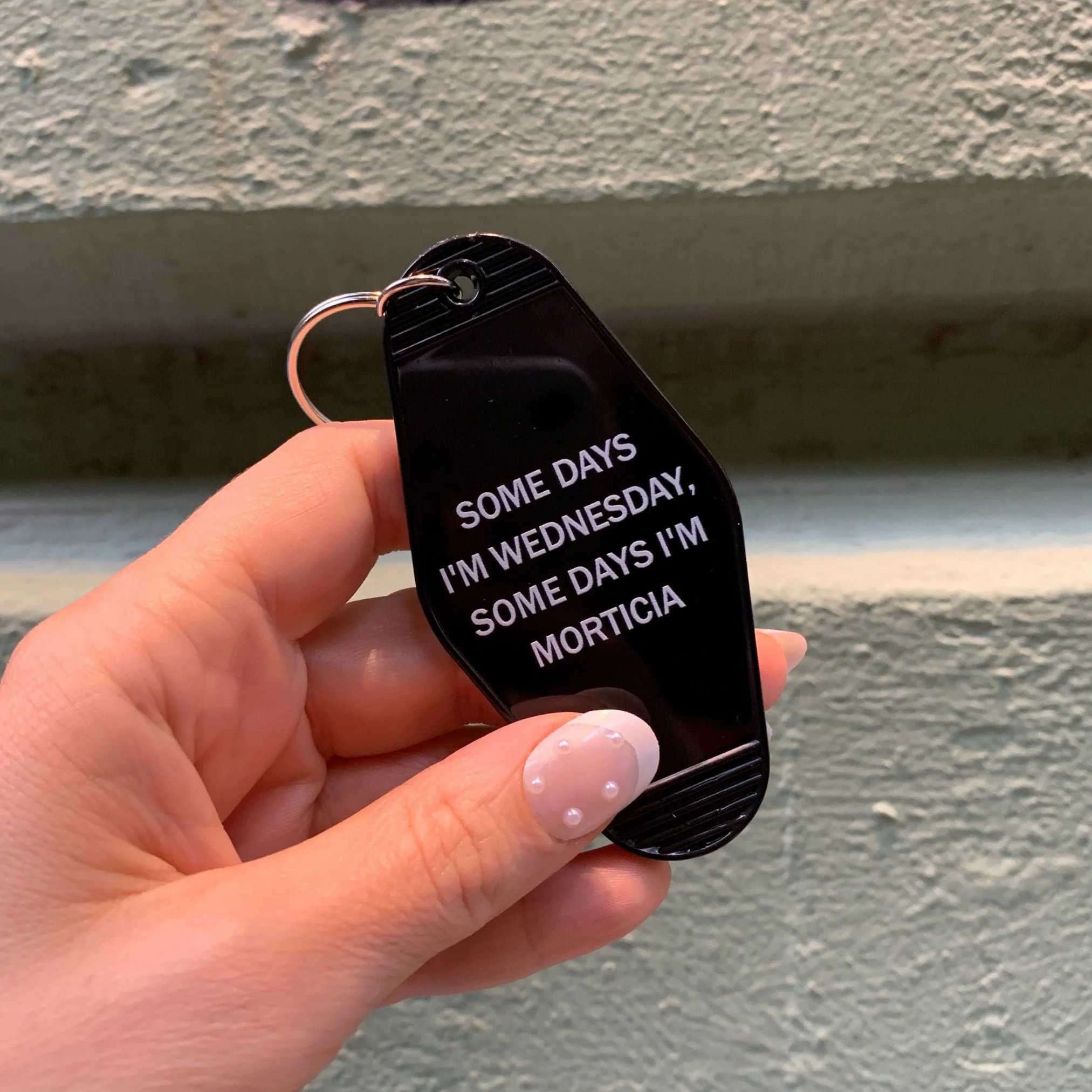 Some Days I'm Wednesday, Some Days I'm Morticia Motel Style Keychain In Black - Image 5