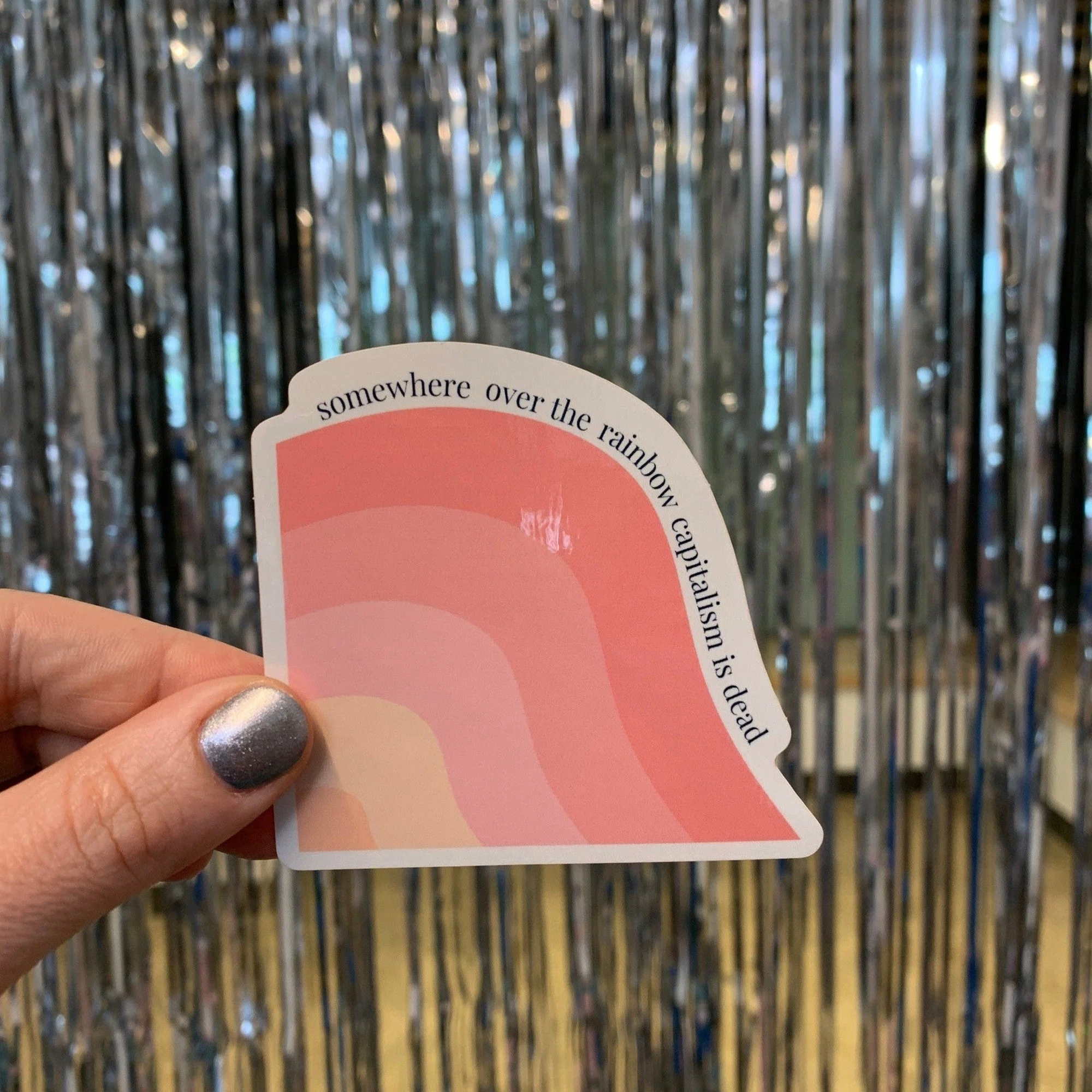 Somewhere Over the Rainbow Capitalism is Dead Glossy Die Cut Vinyl Sticker 2.83in x 3in - Image 5