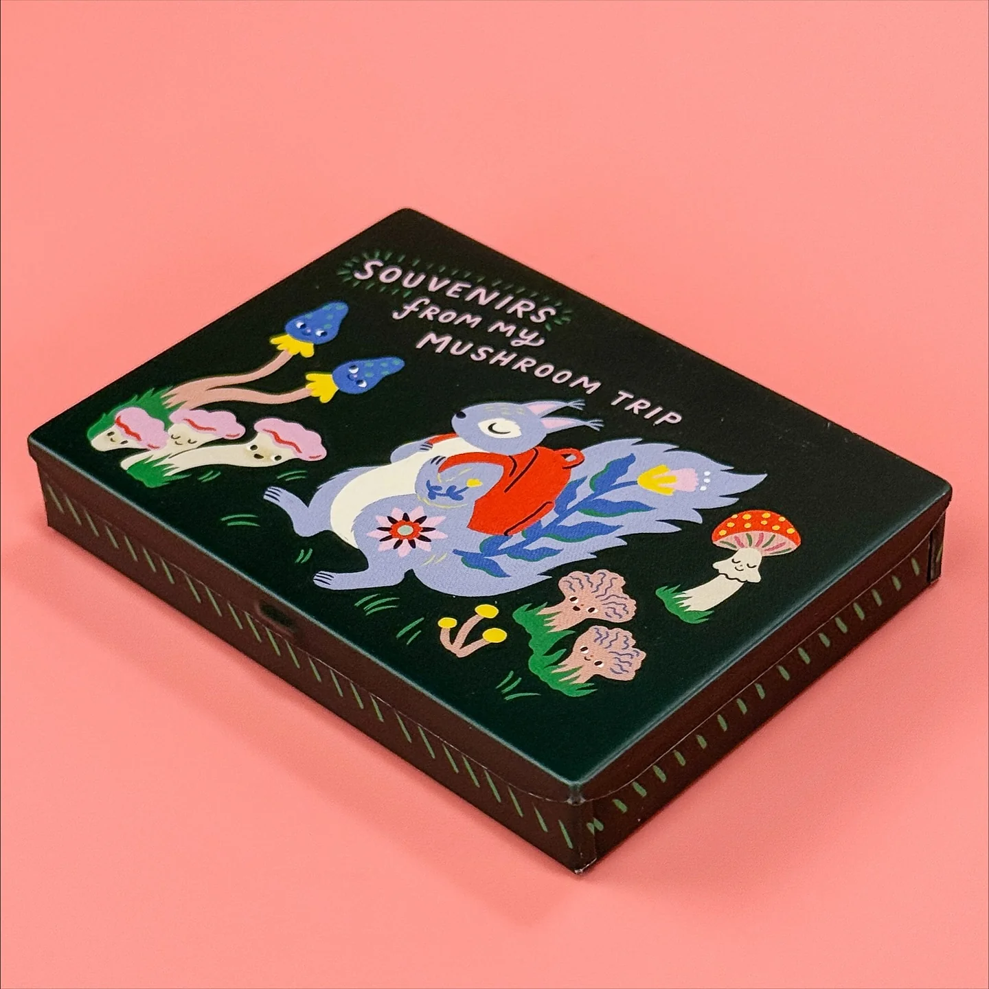 Souvenirs From My Mushroom Trip Pocket Box | Small Tin Case | 4.25" X 0.75" | BlueQ at GetBullish - Image 2