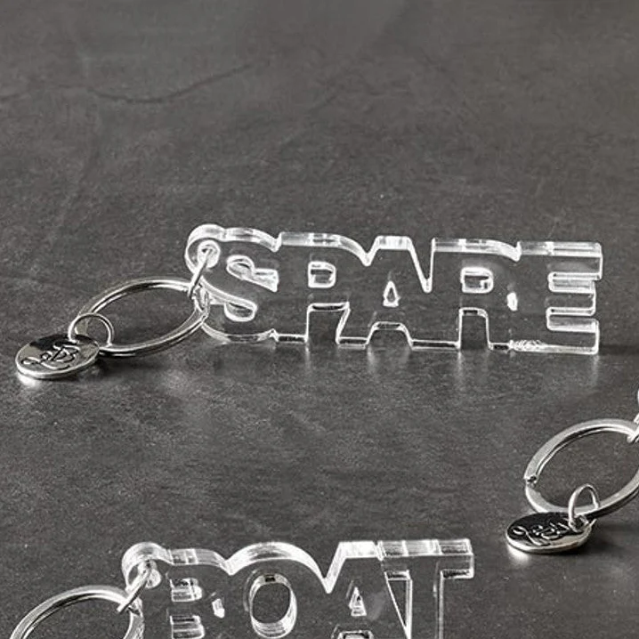 Spare Acrylic Keychain | Clear Word Shaped Key Holder | 3.5"L x 1"H - Image 7