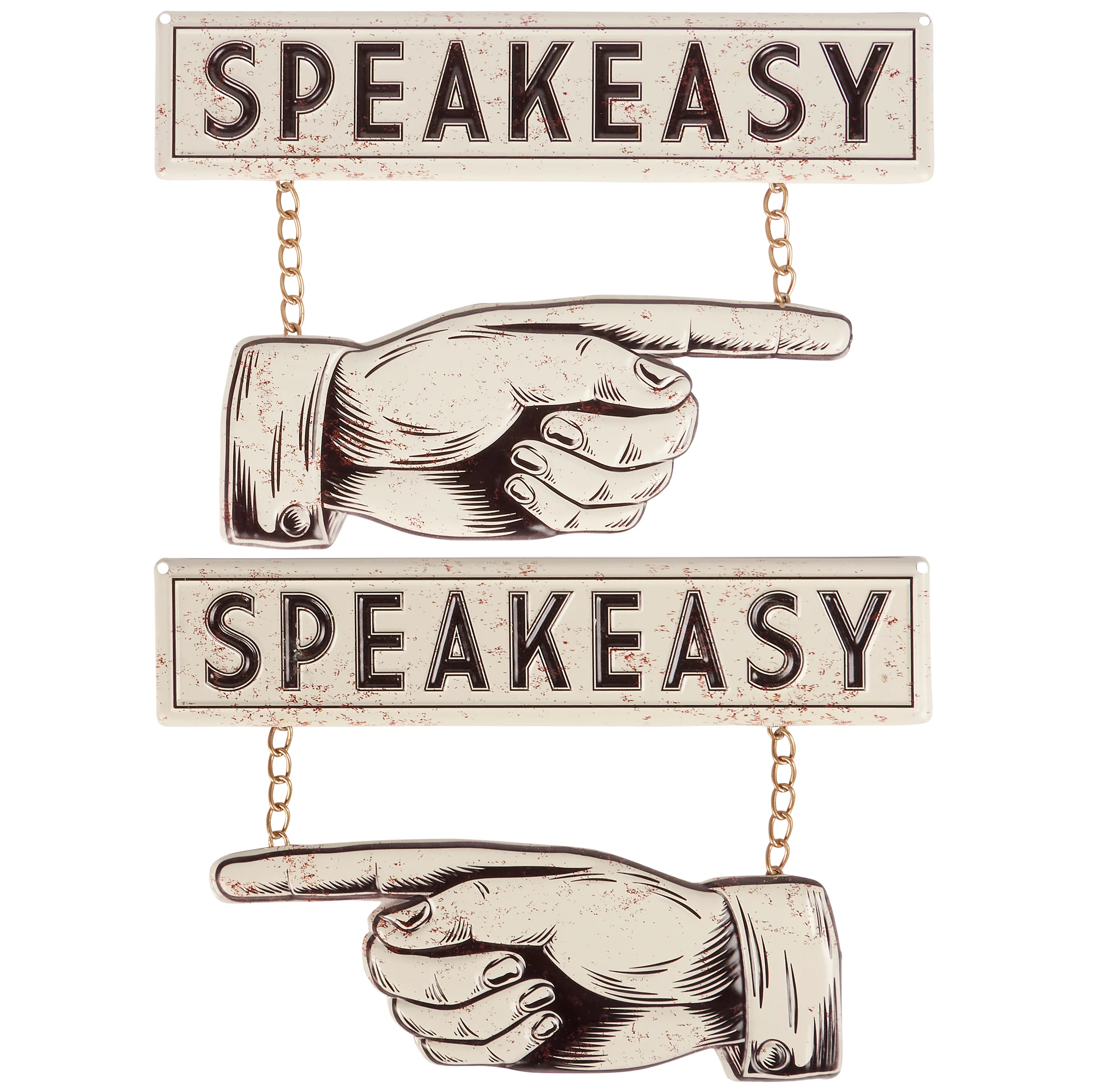 Speakeasy Finger Pointing Hands Wall Decor Set | Rustic Hanging Metal Display | 15" x 12" - Image 2