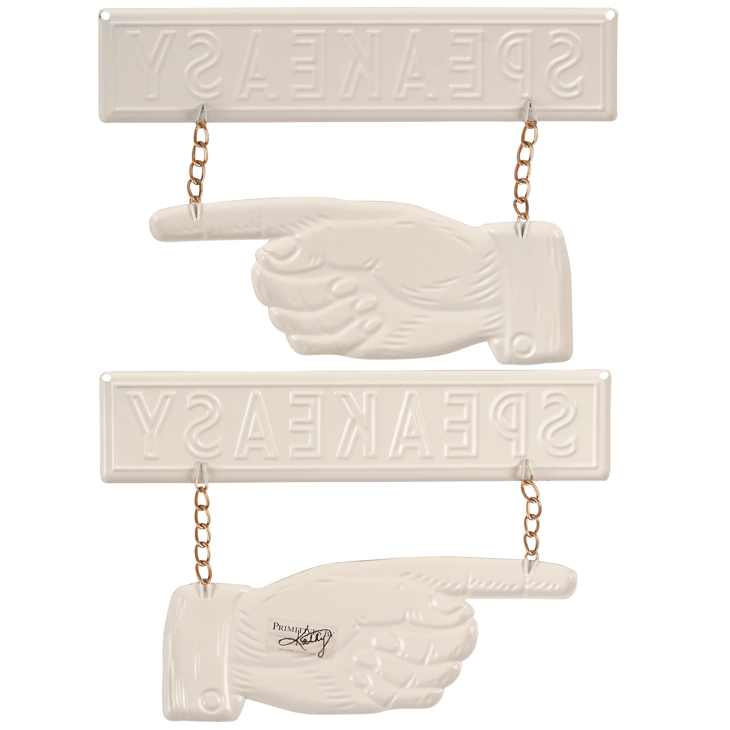 Speakeasy Finger Pointing Hands Wall Decor Set | Rustic Hanging Metal Display | 15" x 12" - Image 3