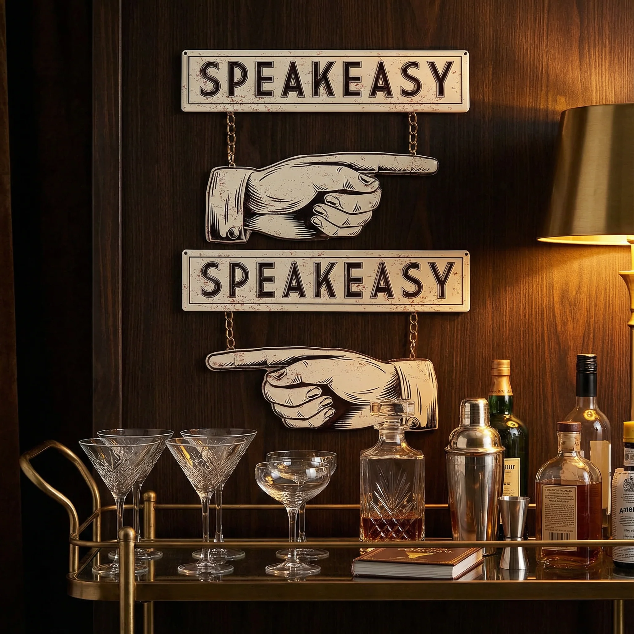 Speakeasy Finger Pointing Hands Wall Decor Set | Rustic Hanging Metal Display | 15" x 12" - Image 6