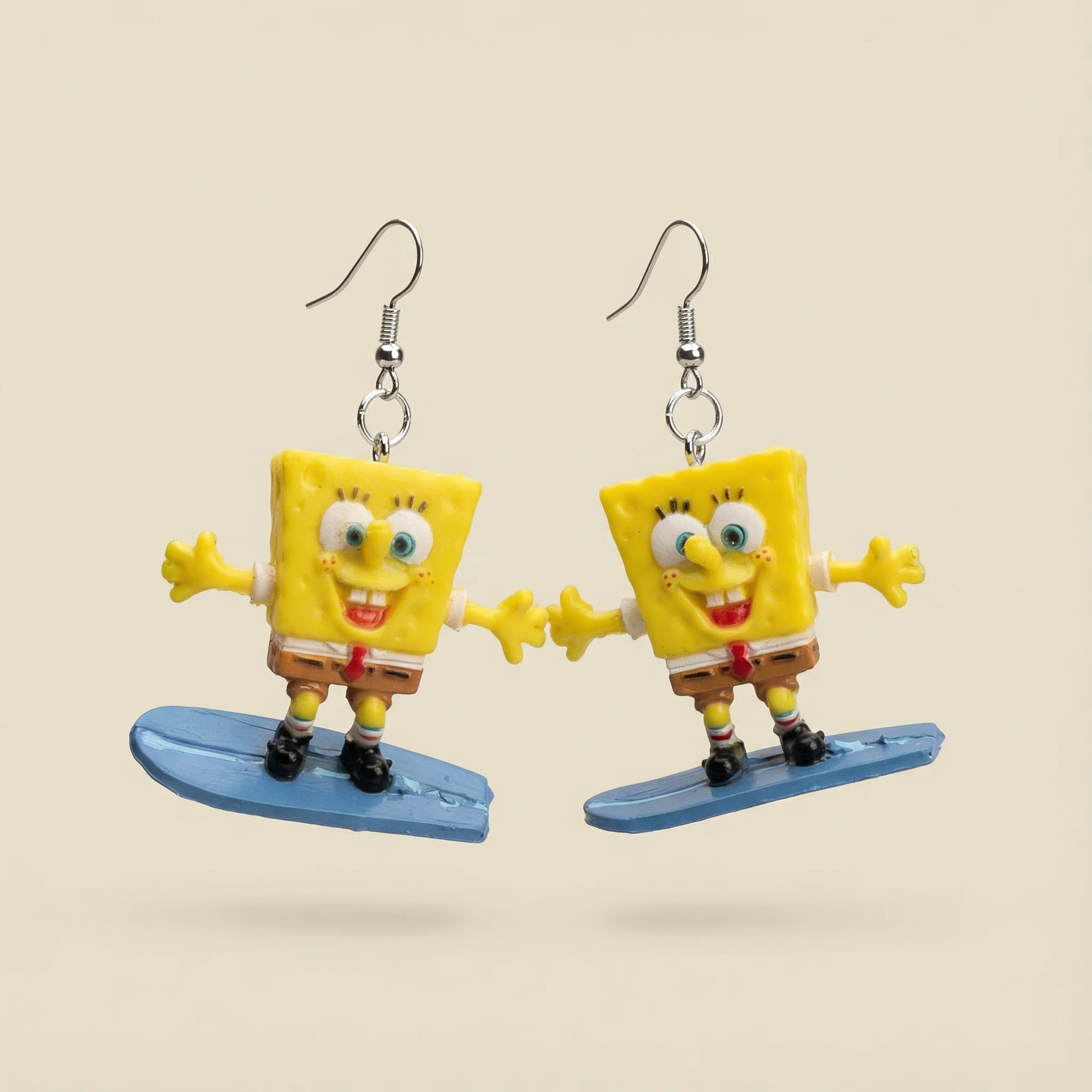 Surfboarding Spongebob Earrings | Miniature Dangle Fashion Jewelry - Image 8