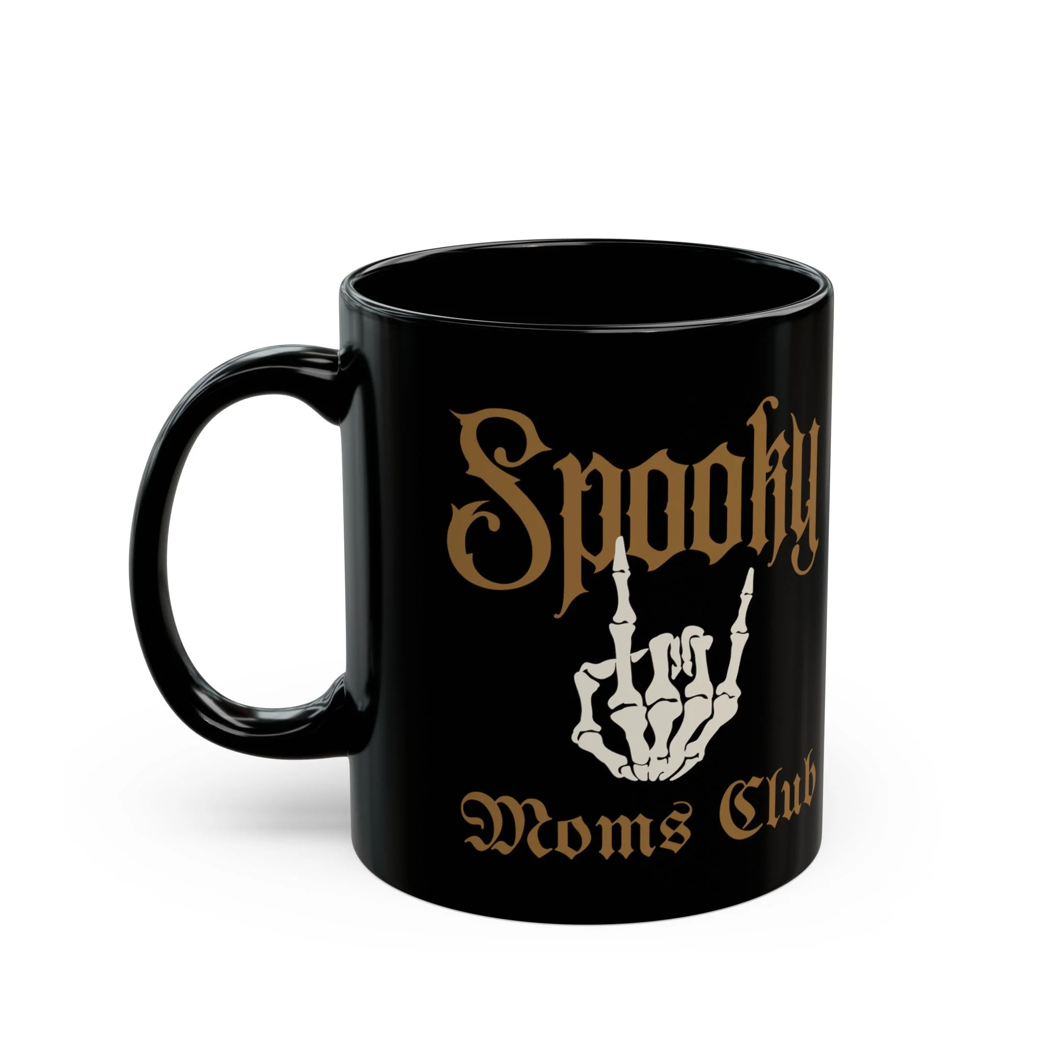 Spooky Moms Club 11oz Black Mug | Mothers Day Coffee Lovers Skeleton Hand - Image 2