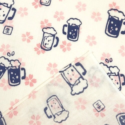Spring Party Beer and Flowers Tenugui Hankie Handkerchief | Japanese Hand Cloth - Image 4