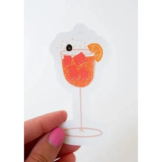 Spritz Cocktail Wine Glass Transparent Sticker - Image 6