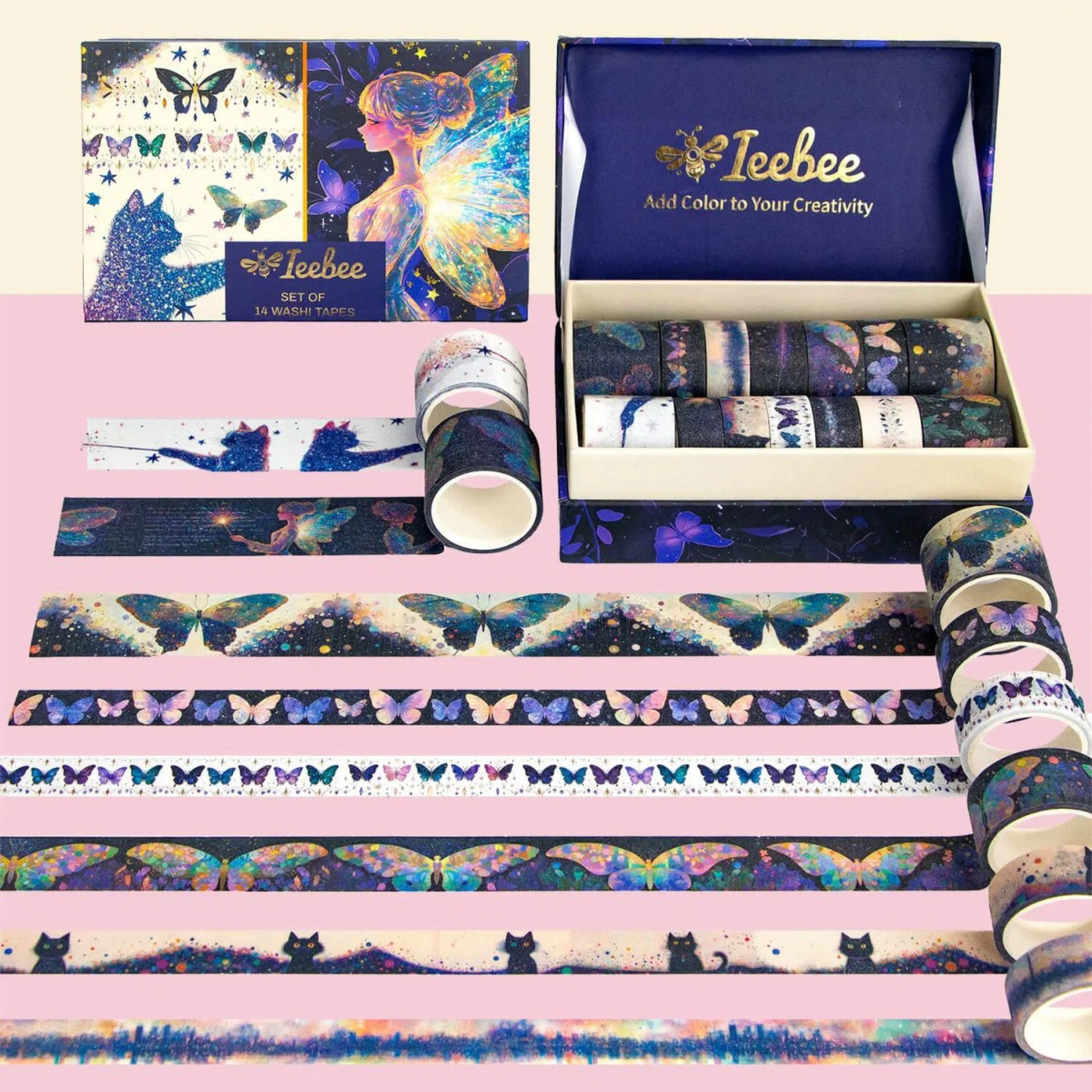 Starlit Fairy Dreams Washi Tape Set | 14 Rolls Magical & Whimsical Decorative Tape for Journals, Scrapbooks & Crafts - Image 2