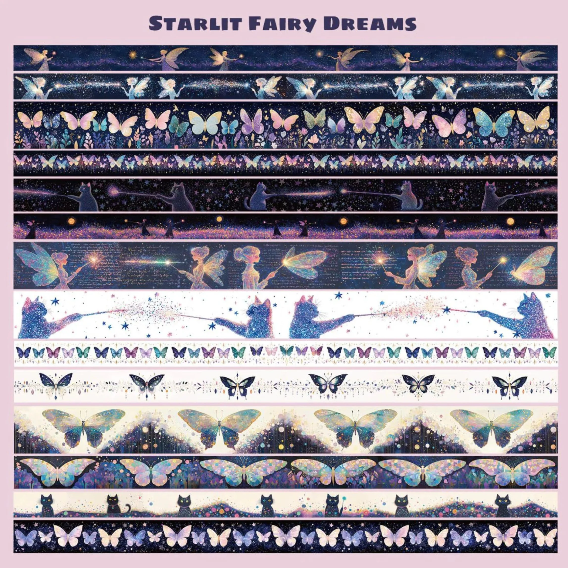 Starlit Fairy Dreams Washi Tape Set | 14 Rolls Magical & Whimsical Decorative Tape for Journals, Scrapbooks & Crafts - Image 3