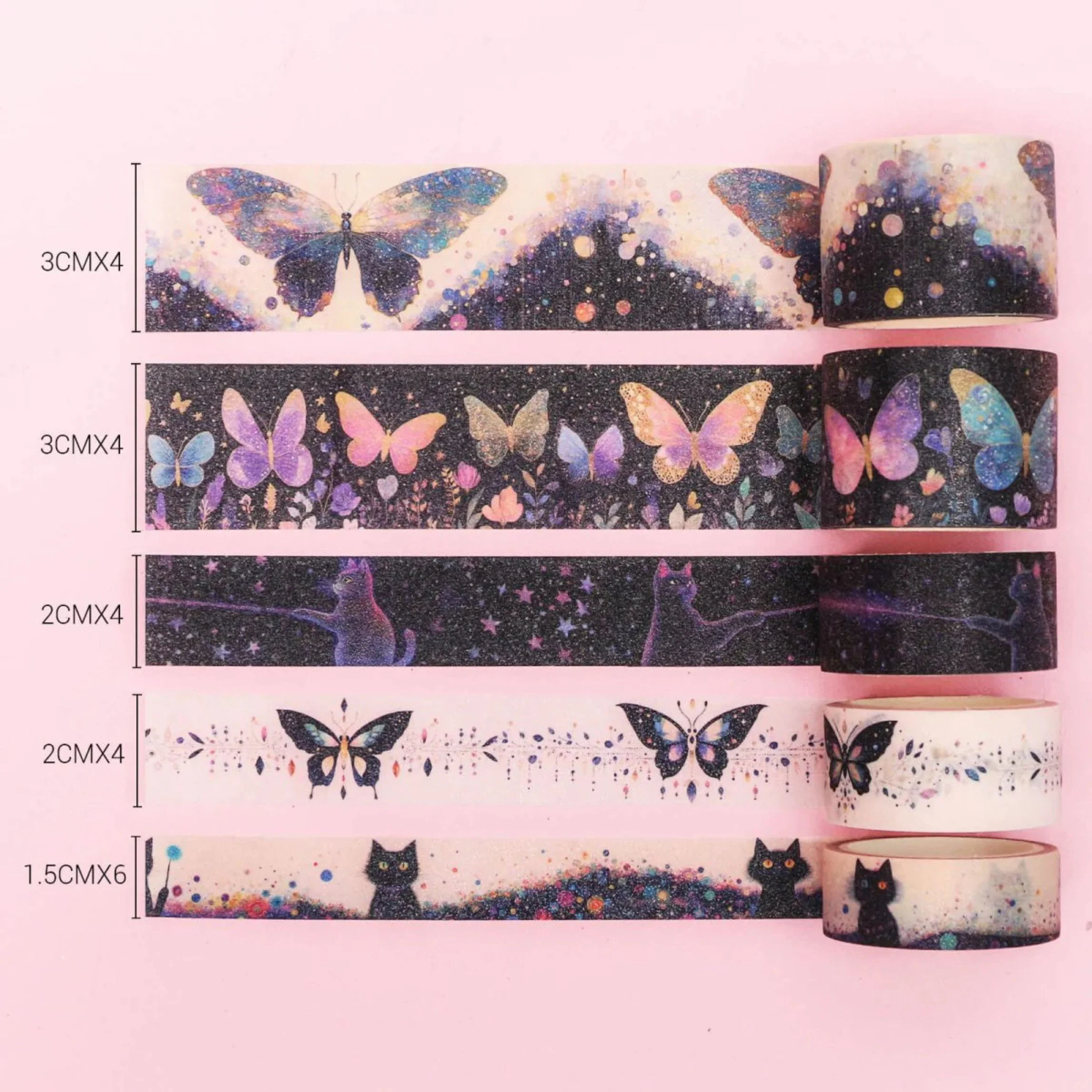 Starlit Fairy Dreams Washi Tape Set | 14 Rolls Magical & Whimsical Decorative Tape for Journals, Scrapbooks & Crafts - Image 4