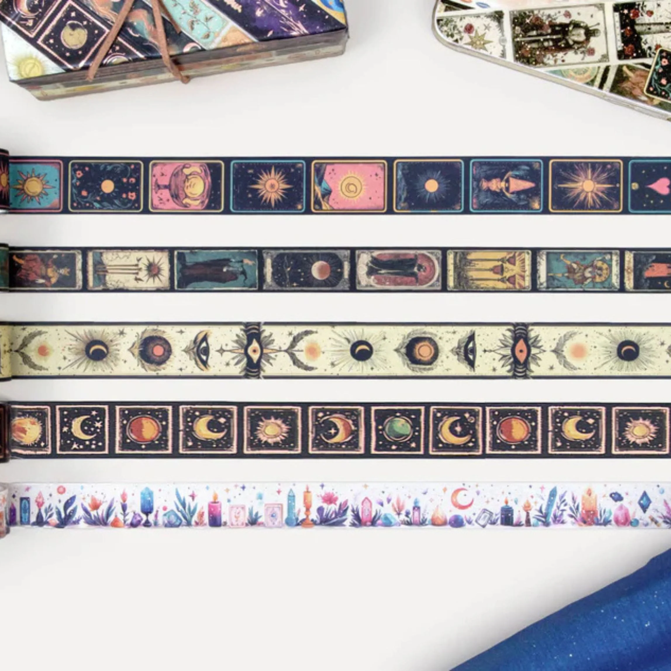 Starry Divination Washi Tape Set | 23 Rolls Gold Foil Decorative Tapes | Celestial Astrology Moon & Stars Tapes - Image 7
