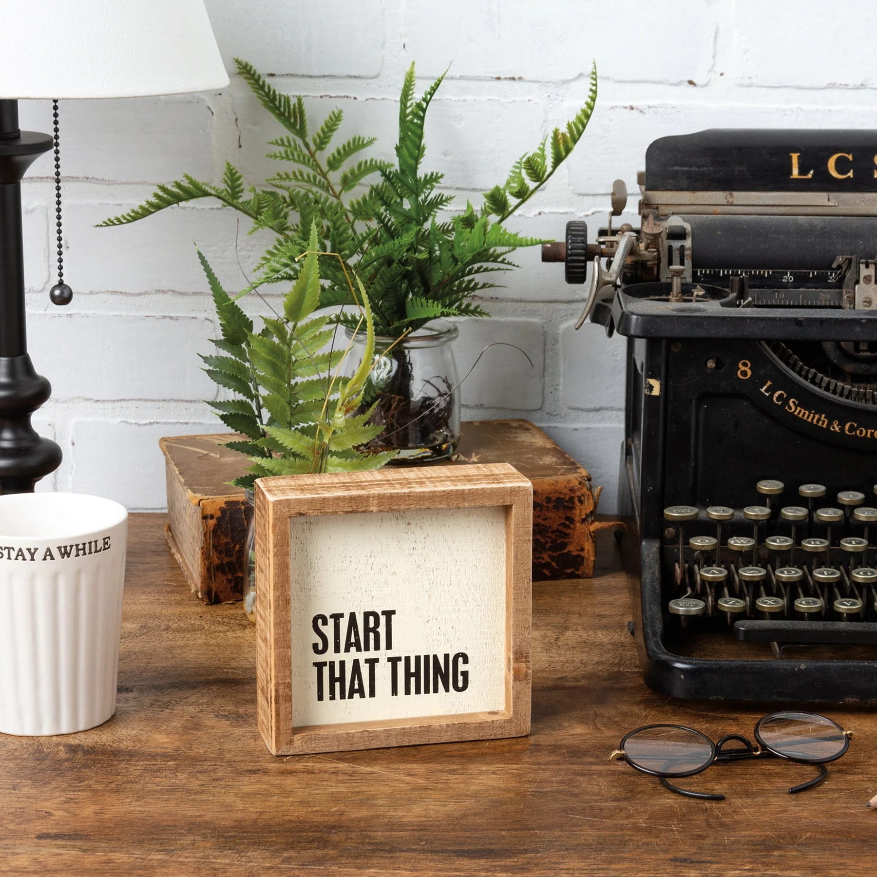 Start That Thing Wooden Inset Box Sign | Rustic Farmhouse - Image 5