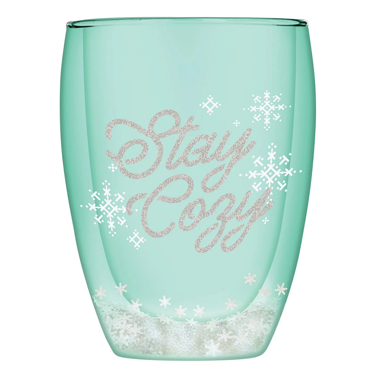 Stay Cozy Double-Wall Stemless Glass | Snowflake Holiday Drinkware | 10oz - Image 2