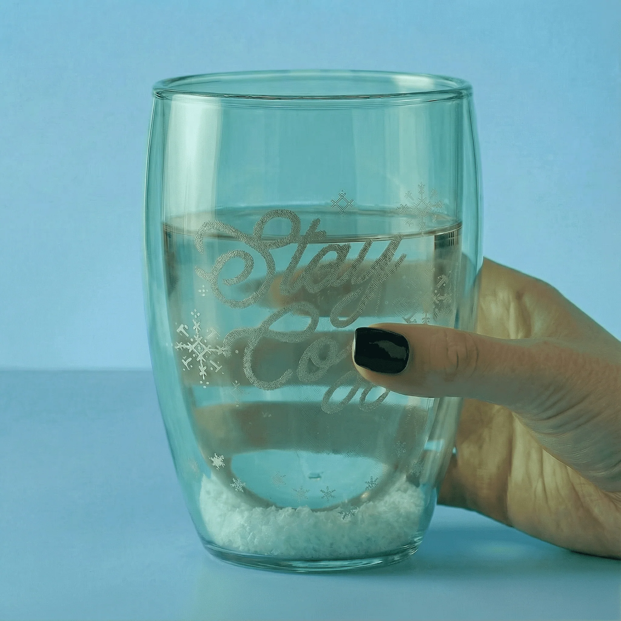 Stay Cozy Double-Wall Stemless Glass | Snowflake Holiday Drinkware | 10oz - Image 3