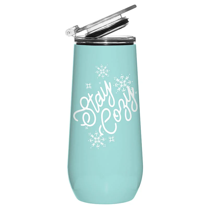 Stay Cozy Holiday Champagne Tumbler | Stainless Steel with Spill-Resistant Lid - Image 5