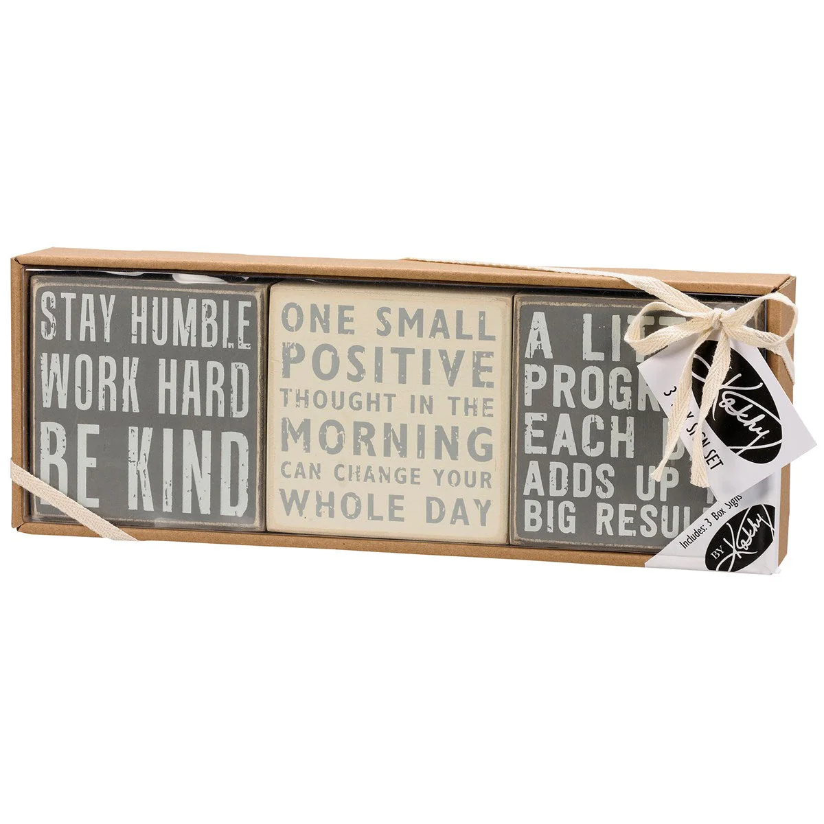 Stay Humble Gray Box Sign Set | Giftable Home Decor | 4" x 4" | Gift for Her - Image 2