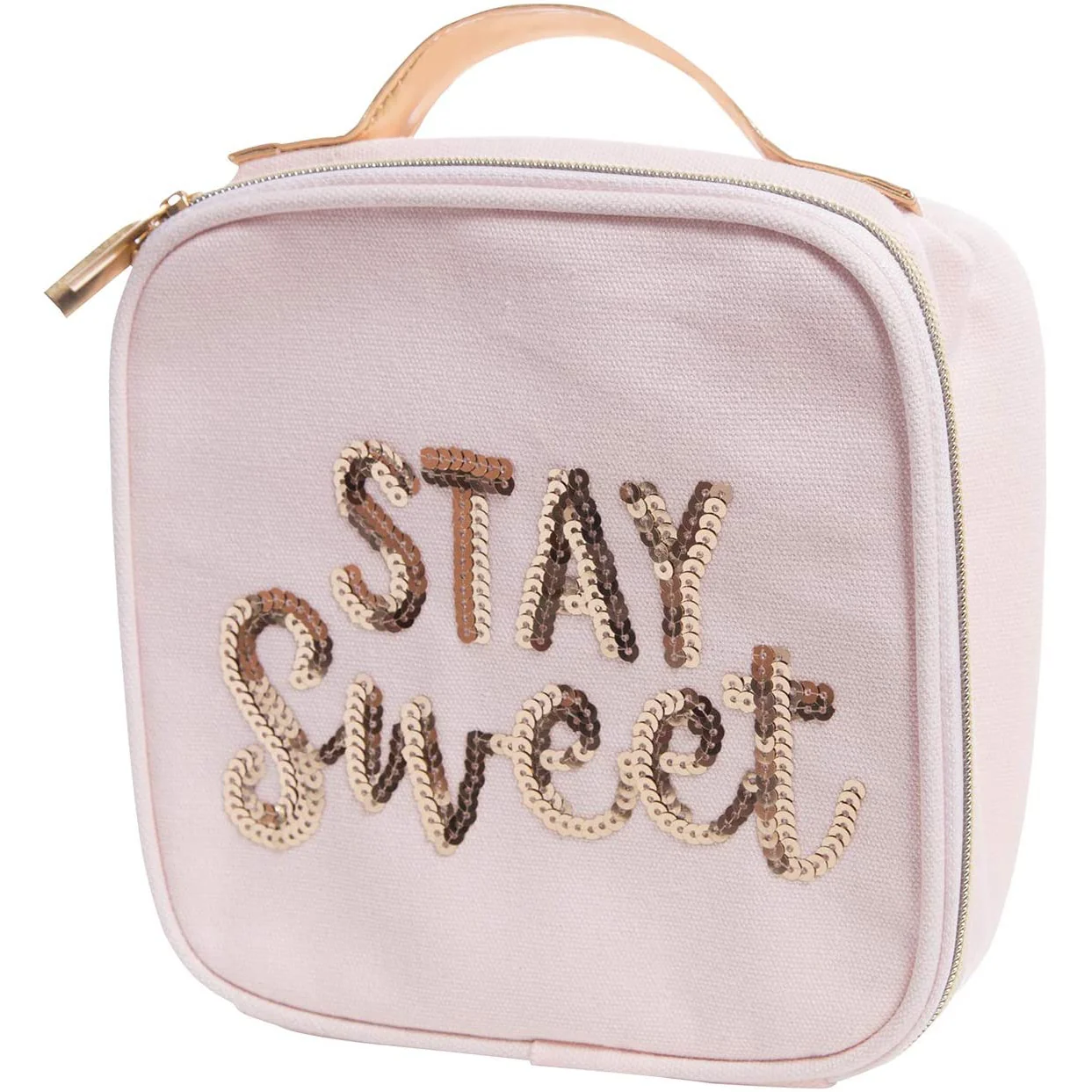 Stay Sweet Pink Combo Lunch Set | Sequin Embellished Lunch Bag and 6.25" Square Food Container - Image 3